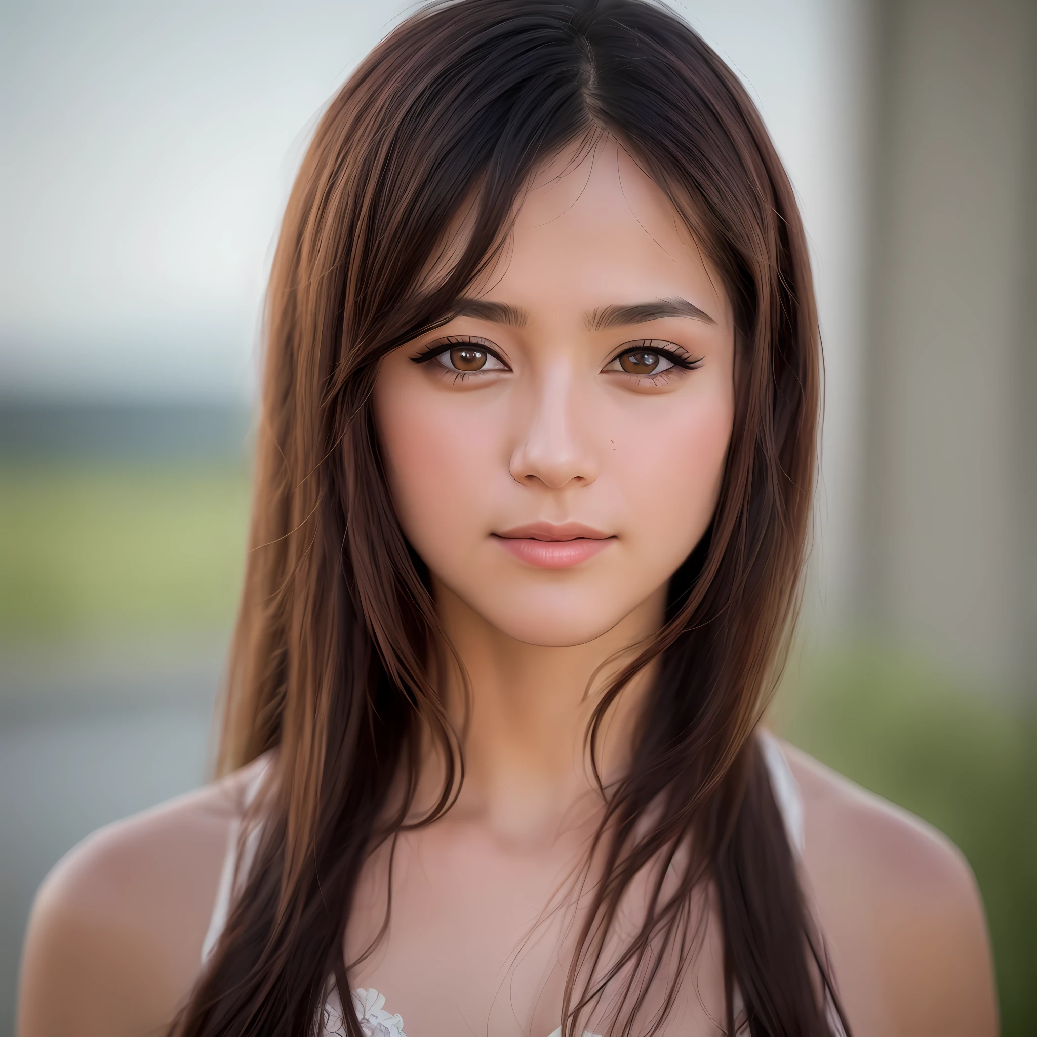 Looking at the audience, light makeup, realism, realistic photos, professional color correction, 8K, F2.4 aperture, 35mm lens, realistic real face, only the face area is included.