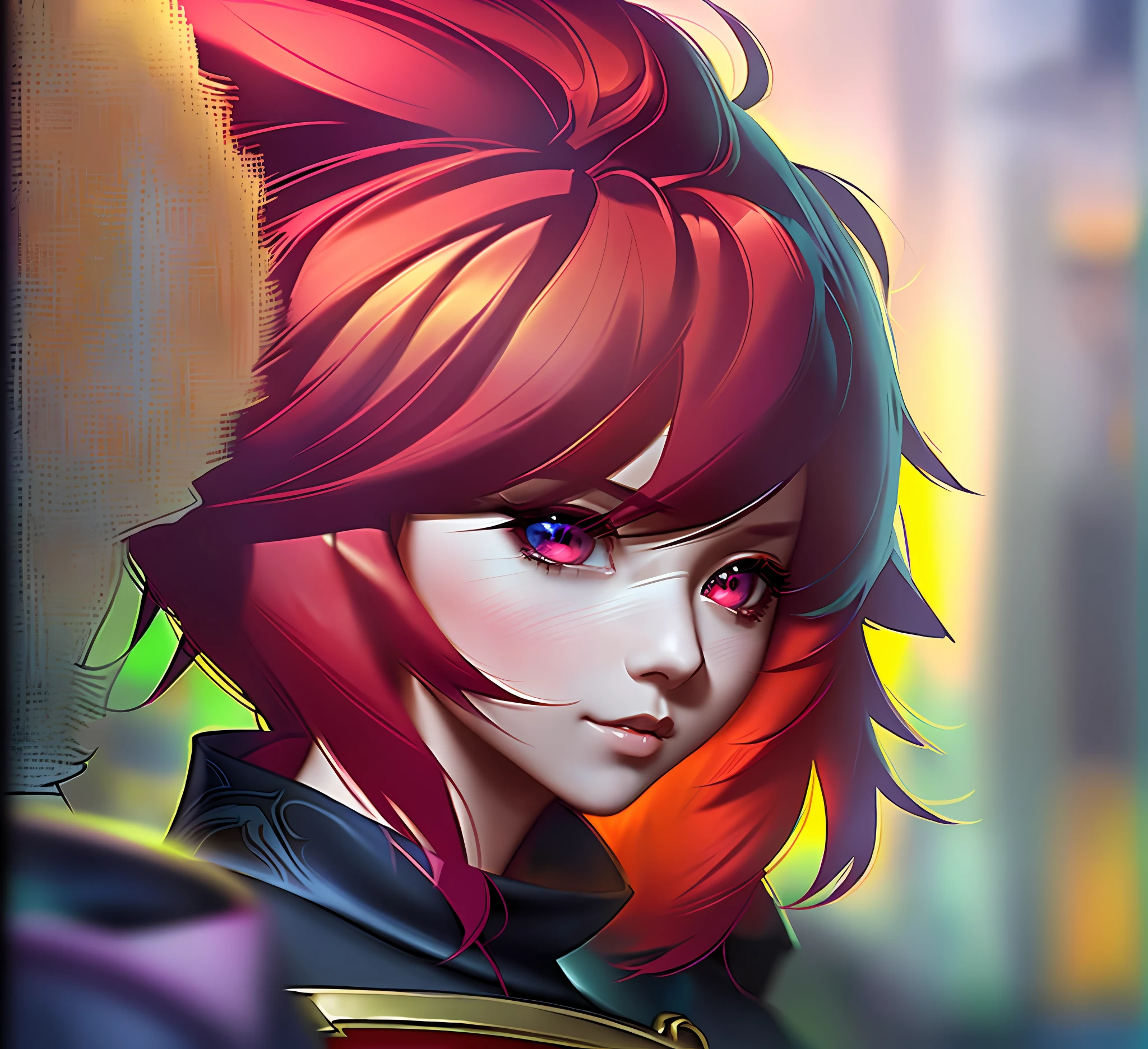 Style image of a girl with a red hair, Guweiz style art, Paladin portrait, Knight Portrait, Guweiz in ArtStation Pixiv, digital anime illustration, Guweiz in Pixiv ArtStation, 2. 5 D CGI Anime Fantasy Art, Portrait Character Art, Detailed Digital Anime Art