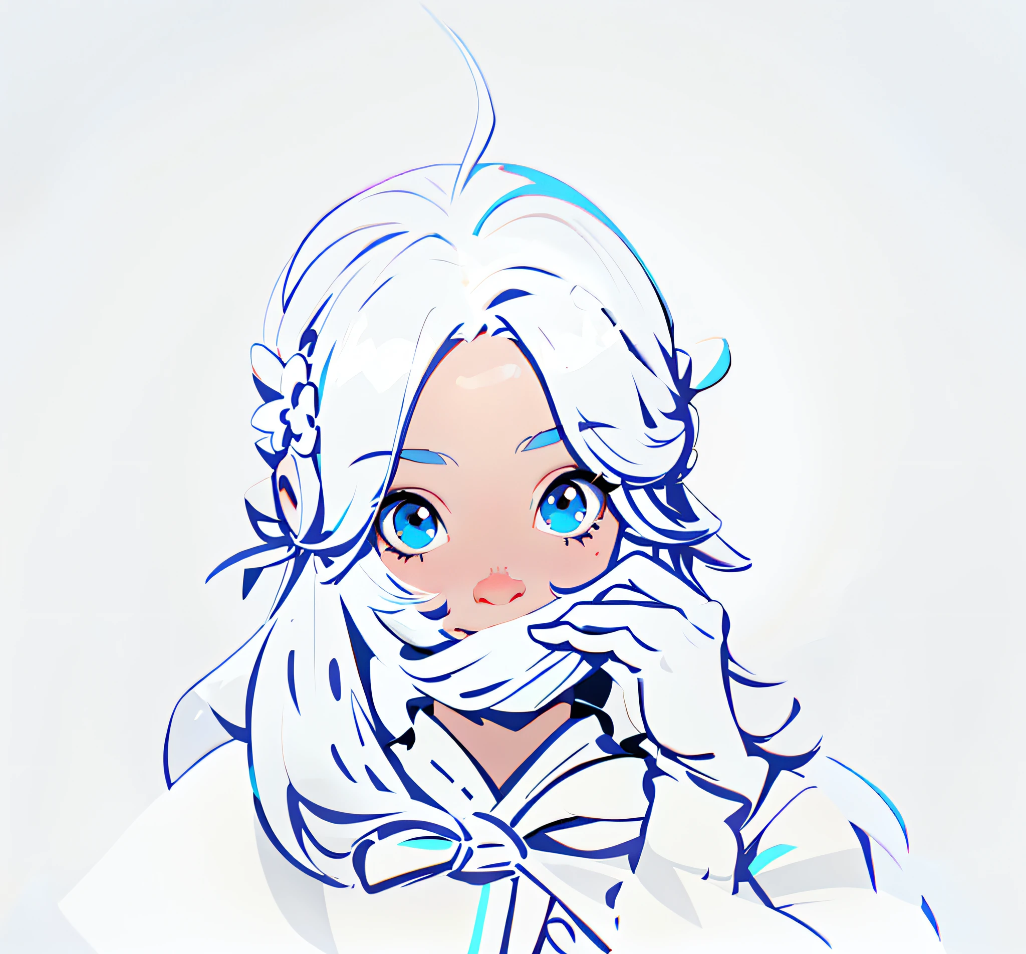 Portrait of a maiden, shy smile, lively eyes, white gradient background, --ar 2:3 --cute