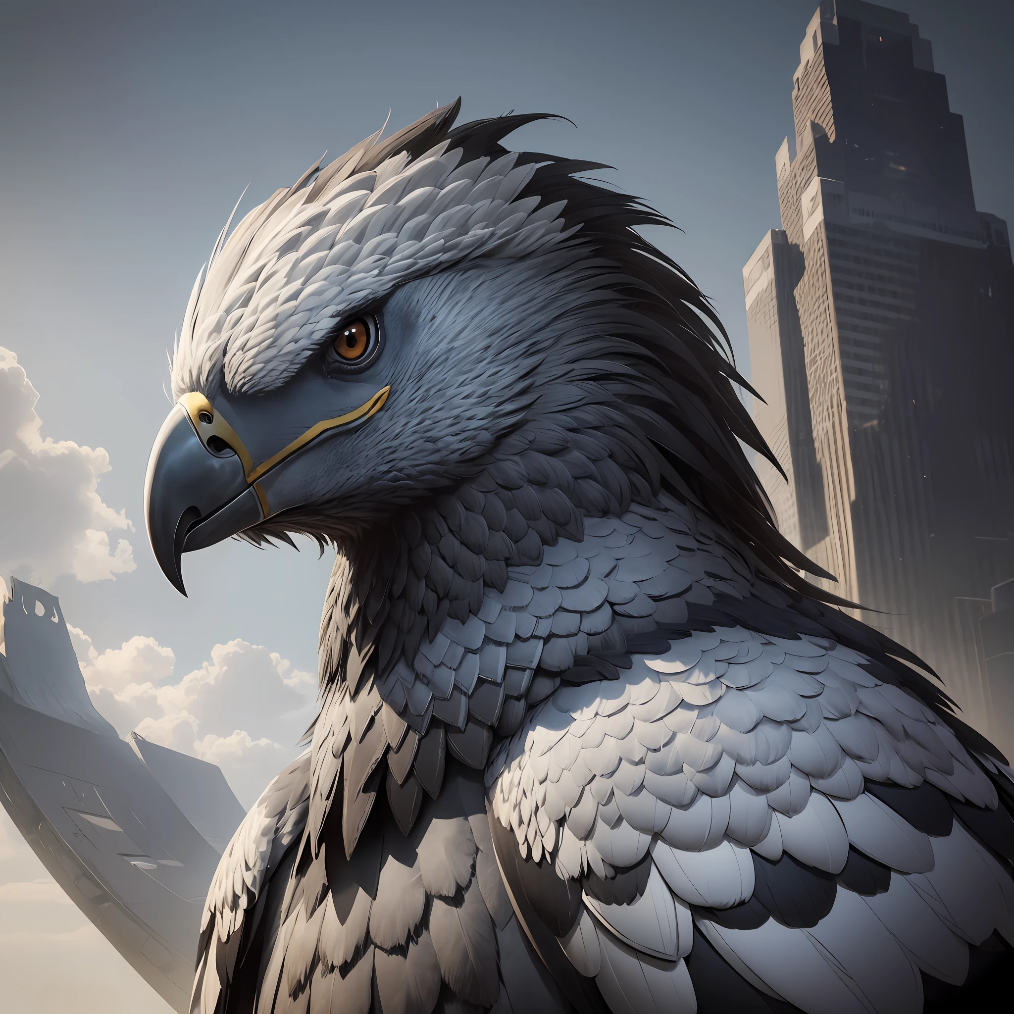 portrait, (digital painting:1.2) giant eagle, gray and black plumage, head on, concept art, octane render, trending on artstation, iolibt, vfx, Blender and Photoshop, octane render, excellent composition, cinematic atmosphere, dynamic dramatic cinematic lighting, aesthetic, very inspirational, arthouse --auto --s2