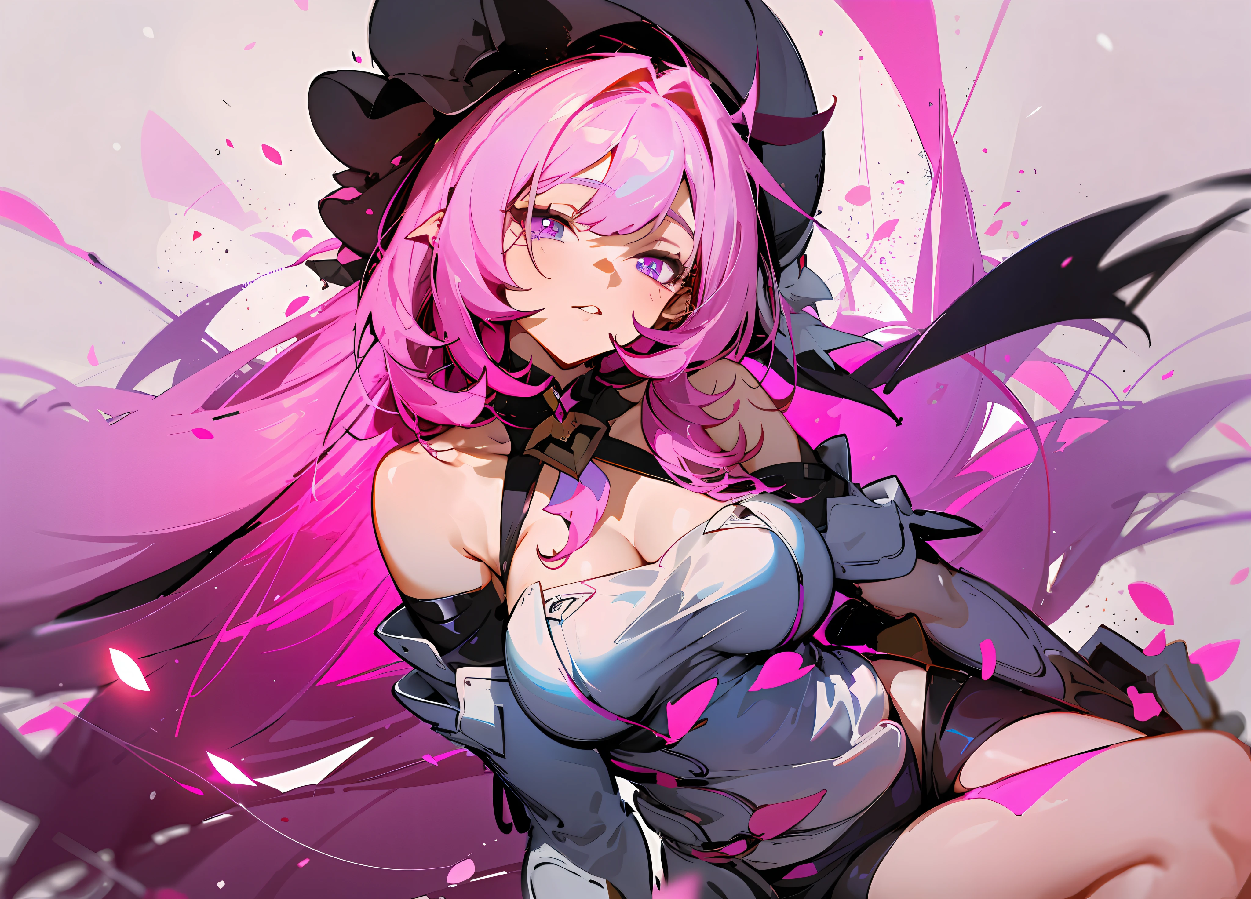 anime girl with pink hair and black hat posing for a picture, best anime 4k konachan wallpaper, guweiz on pixiv artstation, cushart krenz key art feminine, zerochan art, guweiz on artstation pixiv, anime art wallpaper 8 k, trending on artstation pixiv, splash art anime
