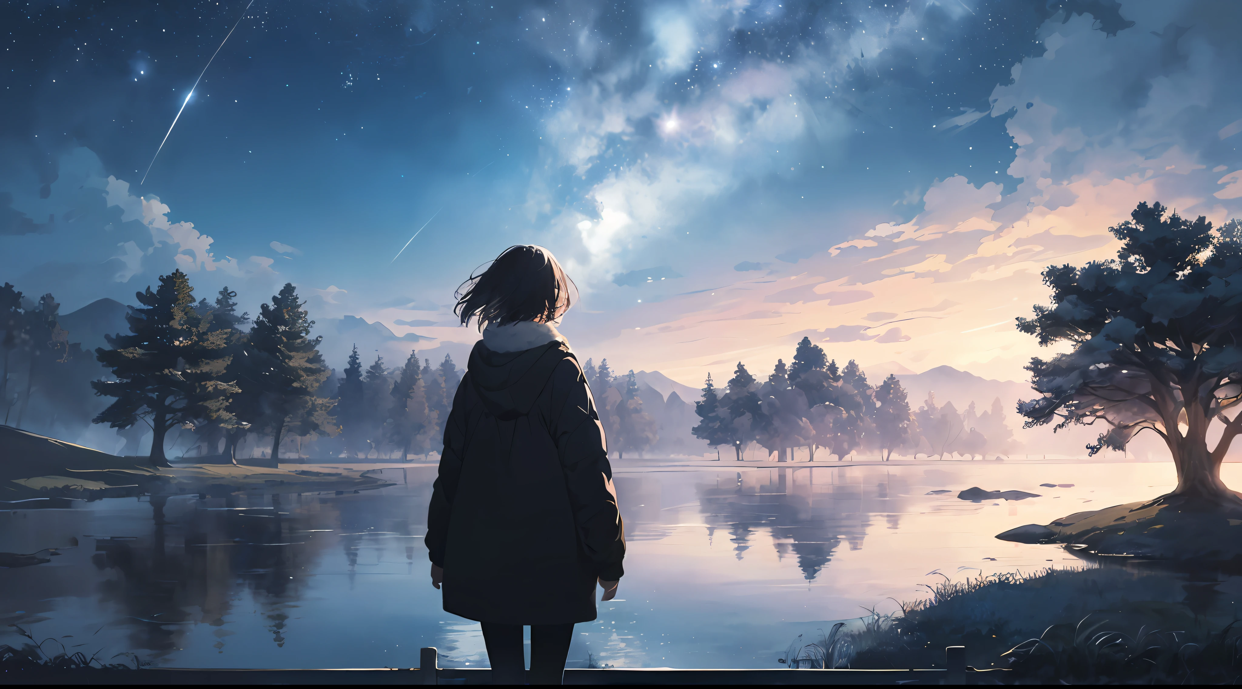 (Best Quality: 1.5), (Super Detail: 1.5), (Best Quality: 1.5), ((((Night Sky Nomko))), I wonder if we've believed in anything since then...
Beyond the night sky, tomorrow awaits Woo...
Noticing someone's voice, we hid
The night wind blew through the fence of the park
The hand you turned around to say something was
I still hold the soft place in my heart
I wonder if we've believed in anything since then...
Gently open the mud and I smelled the winter wind
I wonder if sadness will disappear someday...
The breath remained a little white and disappeared immediately.
I hesitate to even start walking.
I thought I could crush boring common sense.
How many words are left from speaking to you?
From the very back of my mind
I wonder if we are standing in the future back then...
Everything doesn't seem to be going as well as it should.
I wonder if the days will continue forever ...
The cloudless starry sky continues behind Mad.
I wonder if we've believed in anything since then...
Beyond the night sky, tomorrow awaits Woo...