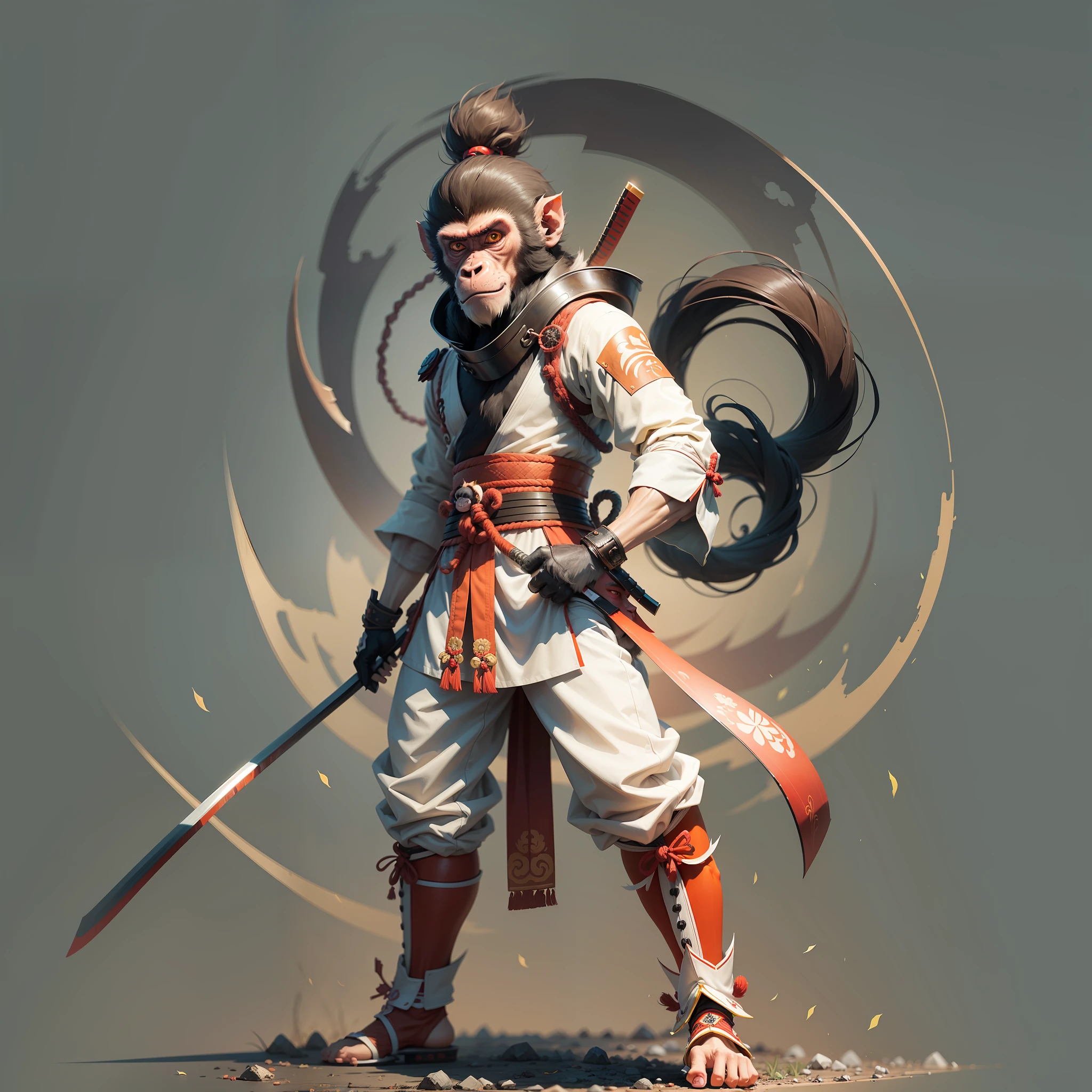 an image of a monkey, samurai monkey, male, full body, inspired by Wang Mian, Japanese cartoon style, inspired by Yang Buzhi,. --auto --s2