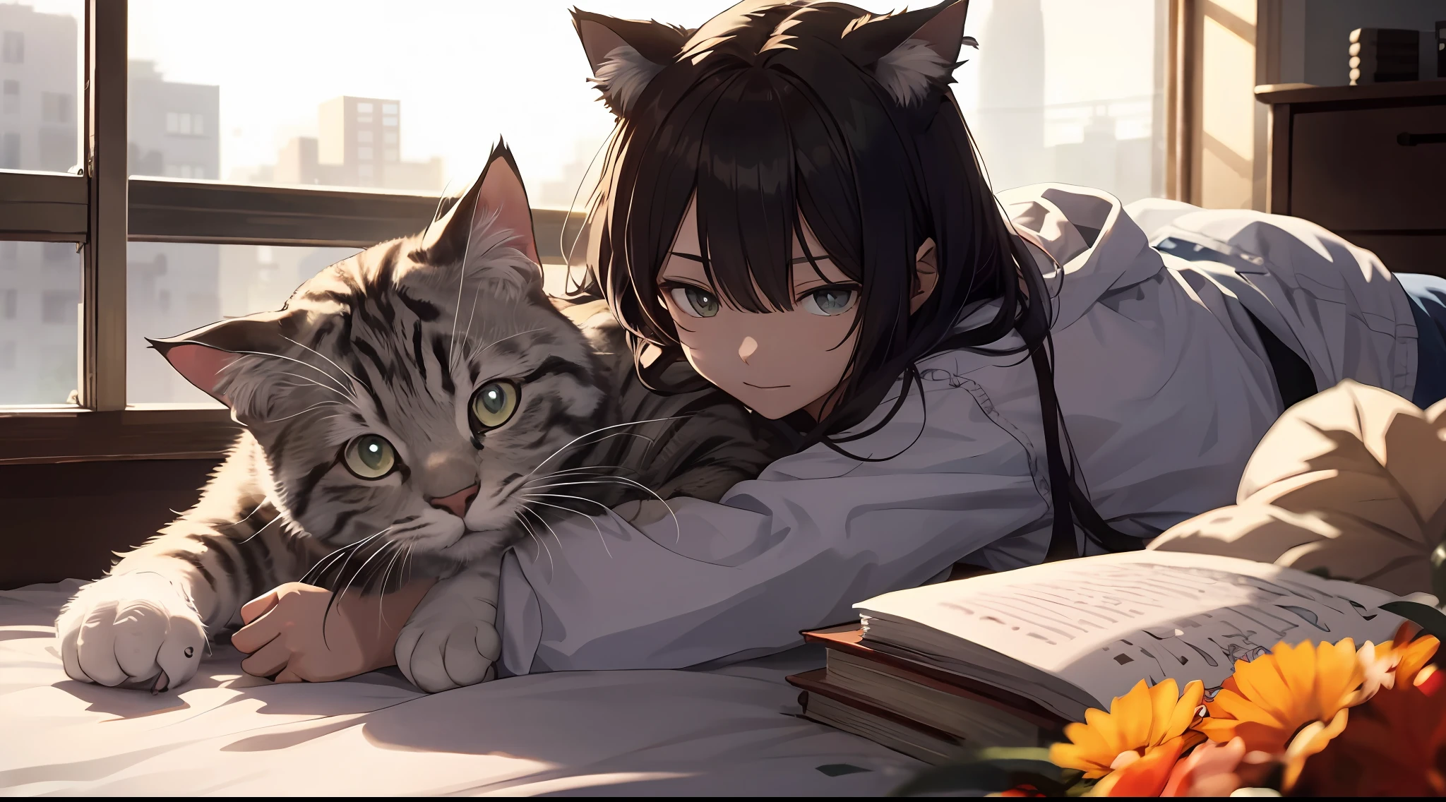 (Best Quality: 1.5), (Super Detail: 1.5), (Best Quality Photo: 1.5), (Cat))), Sunset Burning Every City
Today, when I feel like I'm going to swallow
I let you go
I'm worried about tomorrow, I hate it so much
That's why I'm with you
Swallow it, sunset
But that's not going to happen.
Tomorrow will come annoyingly
I laugh at nights when I want to sleep.
Let's go home, let's go home alone
Let's think of yesterday as an illusion.
I'll forget your face.
It's ridiculous, isn't it?
The days when you were gone
This helpless languility too
Mind and body quarrel
I couldn't rely on it, so I lay down.
You've become a cat, haven't you?
Show up someday.
Dye your casual days in your color
Sunset burning all over this city
Today, when I feel like I'm going to swallow
I let you go
We're too young again from 1
I wonder if it is possible to meet
If you just wish for it in vain, it's useless
I hate getting home so much.
The walking speed is the same as when you are next to you
Memories
Sigh
Don't be silly, laugh
The days when you are gone
It's interestingly boring.
I try my best to forget
I'm looking for you with my whole body
You've become a cat, haven't you?
Let me hear that voice again someday
I'm full of contradictions and absurdity
I want you to comfort me
The days when you were gone
This helpless languility too
Mind and body quarrel
I couldn't rely on it, so I lay down.
You've become a cat, haven't you?
Show up someday.
Dye your casual days in your color
If you were an abandoned cat
I'll hug you in my arms
If you're gega, wipe that wound
Warm as much as possible
I want to see you unforgettable
I want you to appear even if you become a cat
Someday you'll show up.
I'm happy again.
