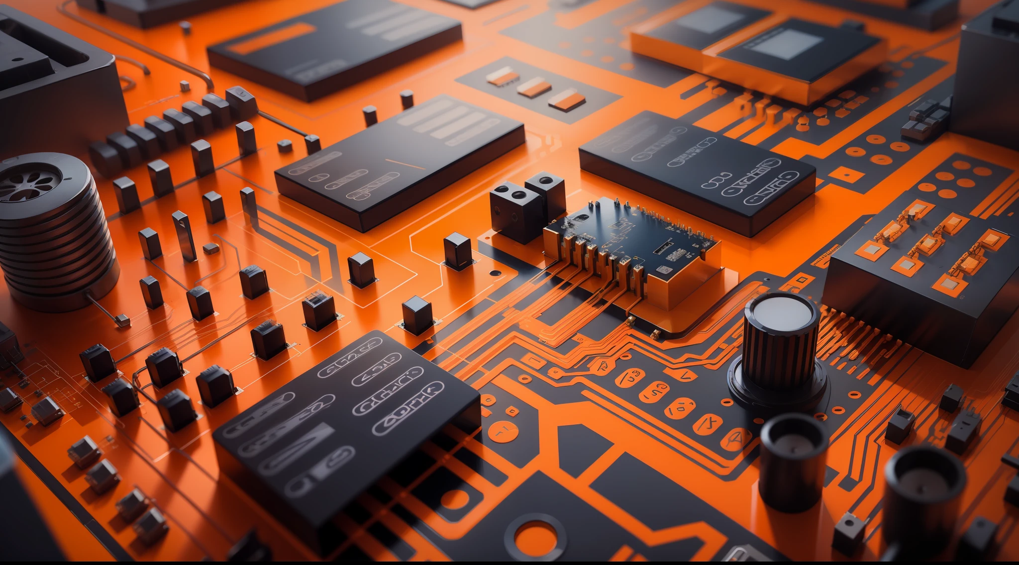 Orange, blue technology background/Orange and blue technology background circuit board and code