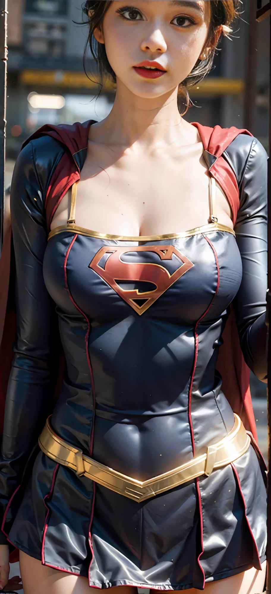 Woman body set big breasts, Supergirl costume dress