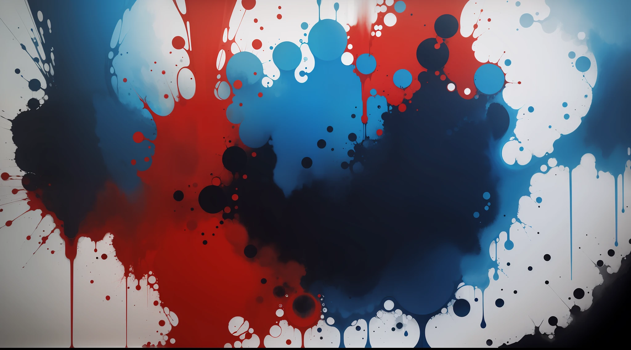 Acrylic blue and red colors in water. Ink blot. Abstract black background.