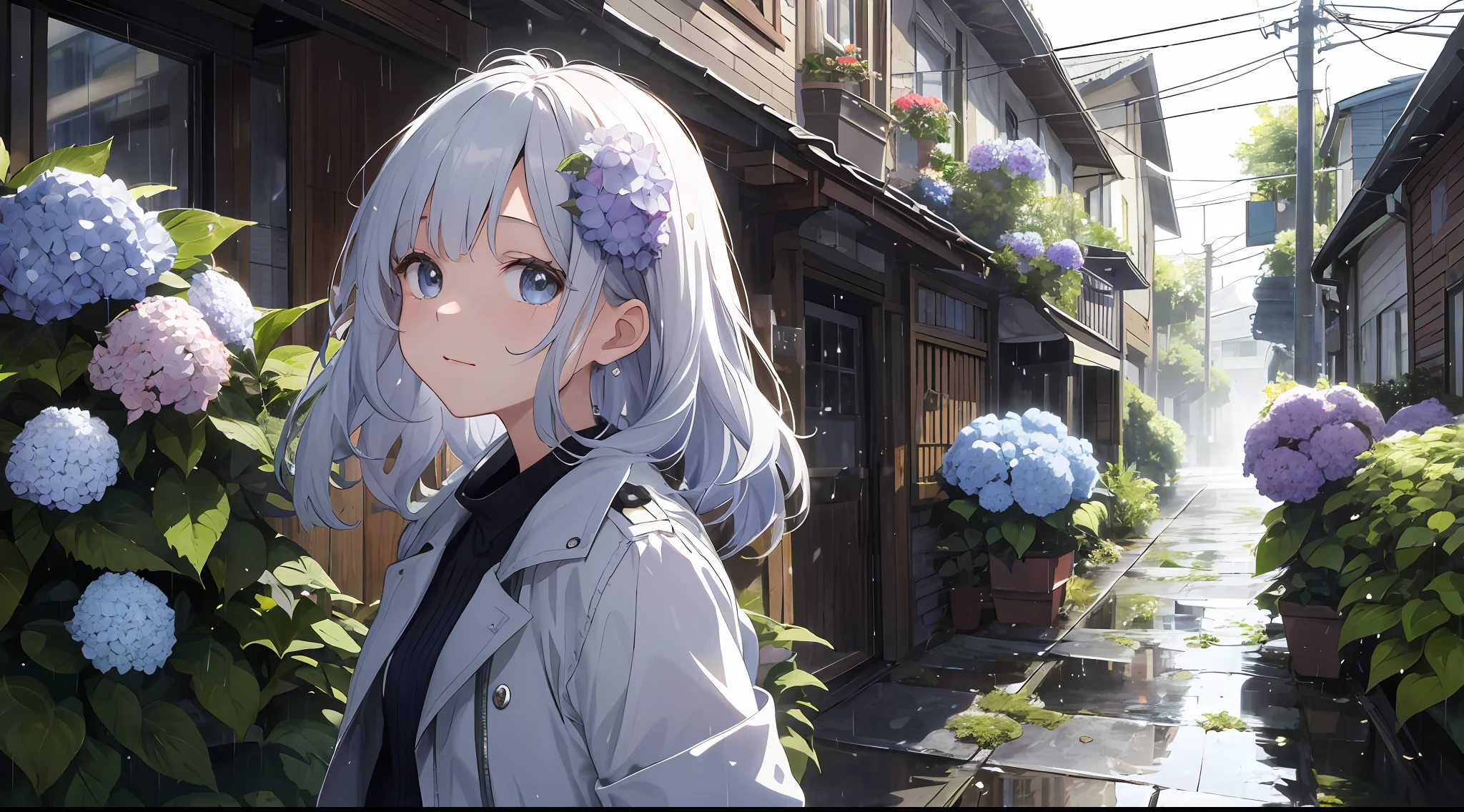 (Best Quality: 1.5), (Super Detail: 1.5), (Best Quality Photo: 1.5), (Hydrangea Street))), Rain Hydrangea Street
Run upwards without rustling
Splashes to mix everything up
Every day I don't even get laughed at.
But that girl is the only one who has a grain of light.
Kinda Okay in the window tomorrow
So let this rain shine on that girl's cheeks, you know.
Forget about the number of tears
The unchanging flow of time, cutting to protrude
Get it now
It's a much more serious joke than love.
If only I could cross it more easily.
Lies Rewind Memories
Because believing is a goofy game.
I'm wondering how many times I've told myself
I just kept pushing the heavy door.
So let this rain shine on that girl's cheeks, you know.
Flowers gathered together
Alone in a nameless city, searching for a dream for the first time.
Get it now
So let this rain shine on that girl's cheeks, you know.
Forget about the number of tears
The unchanging flow of time, cutting to protrude
Get it now
