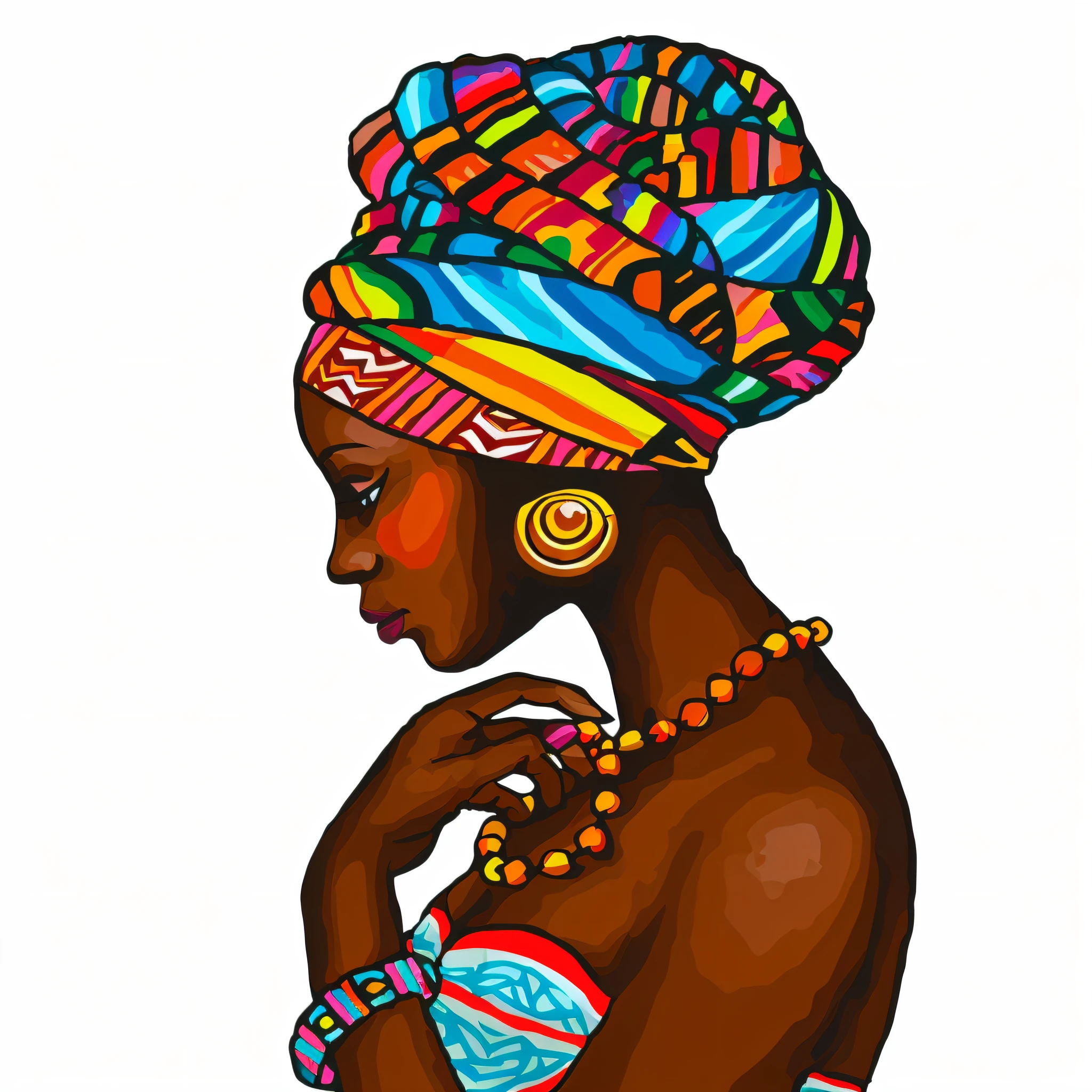 illustration of a woman with a turban and jewelry, african woman, african queen, black african princess, african american woman, african princess, african american elegant girl, african, stunning african princess, woman's profile, black woman, gorgeous woman, african arts, gorgeous lady, african american young woman, elegant woman, wearing an african dress, elegant lady --auto --s2