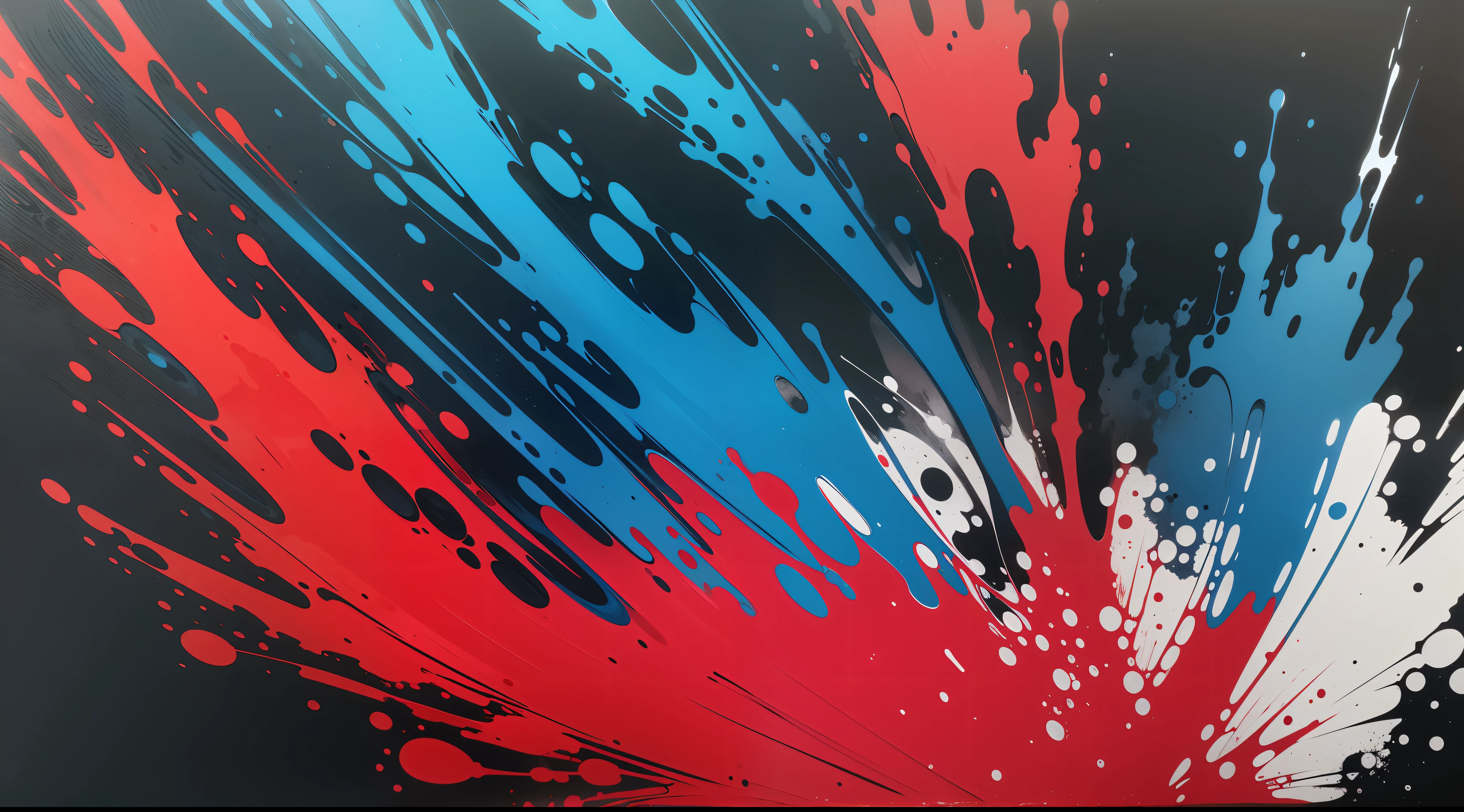 Acrylic blue and red colors in water. Ink blot. Abstract black background.