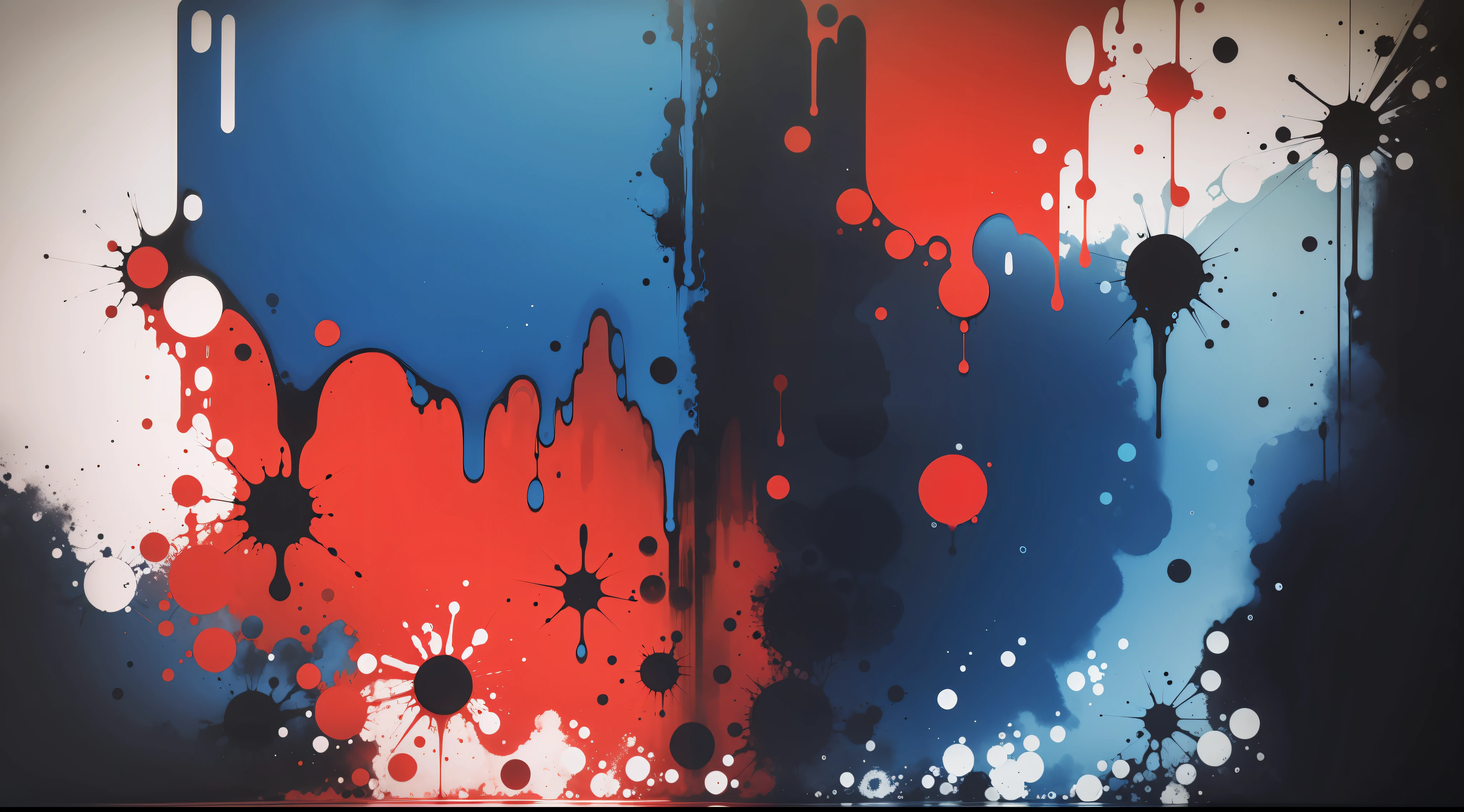 Acrylic blue and red colors in water. Ink blot. Abstract black background.