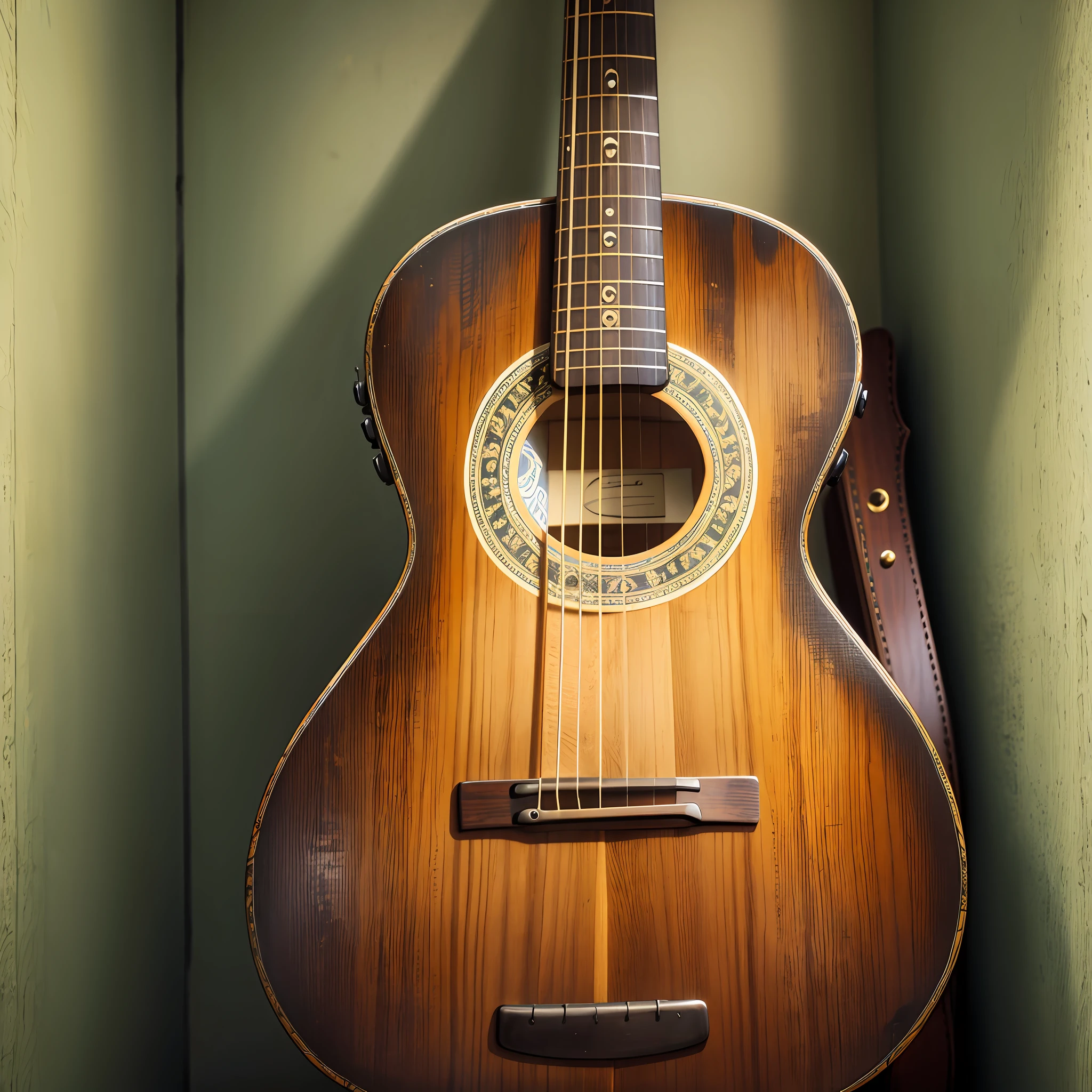 Antique guitar in a room --auto --s2