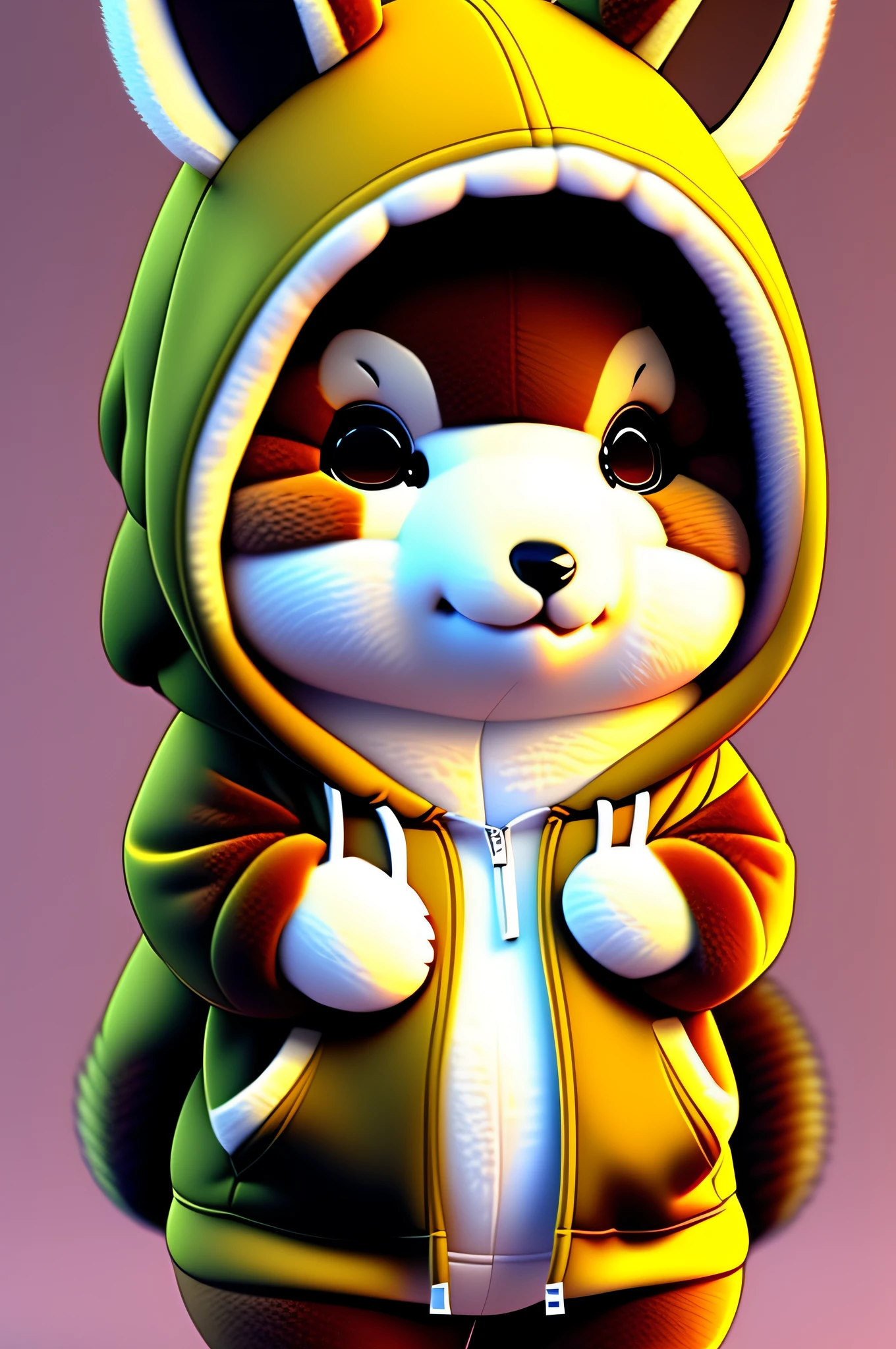 Fat, showing belly, Cute and adorable cartoon anthropomorphic kangaroo in hoodie an anime nendoroid , fantasy, dreamlike, surrealism, super cute, furry, fur