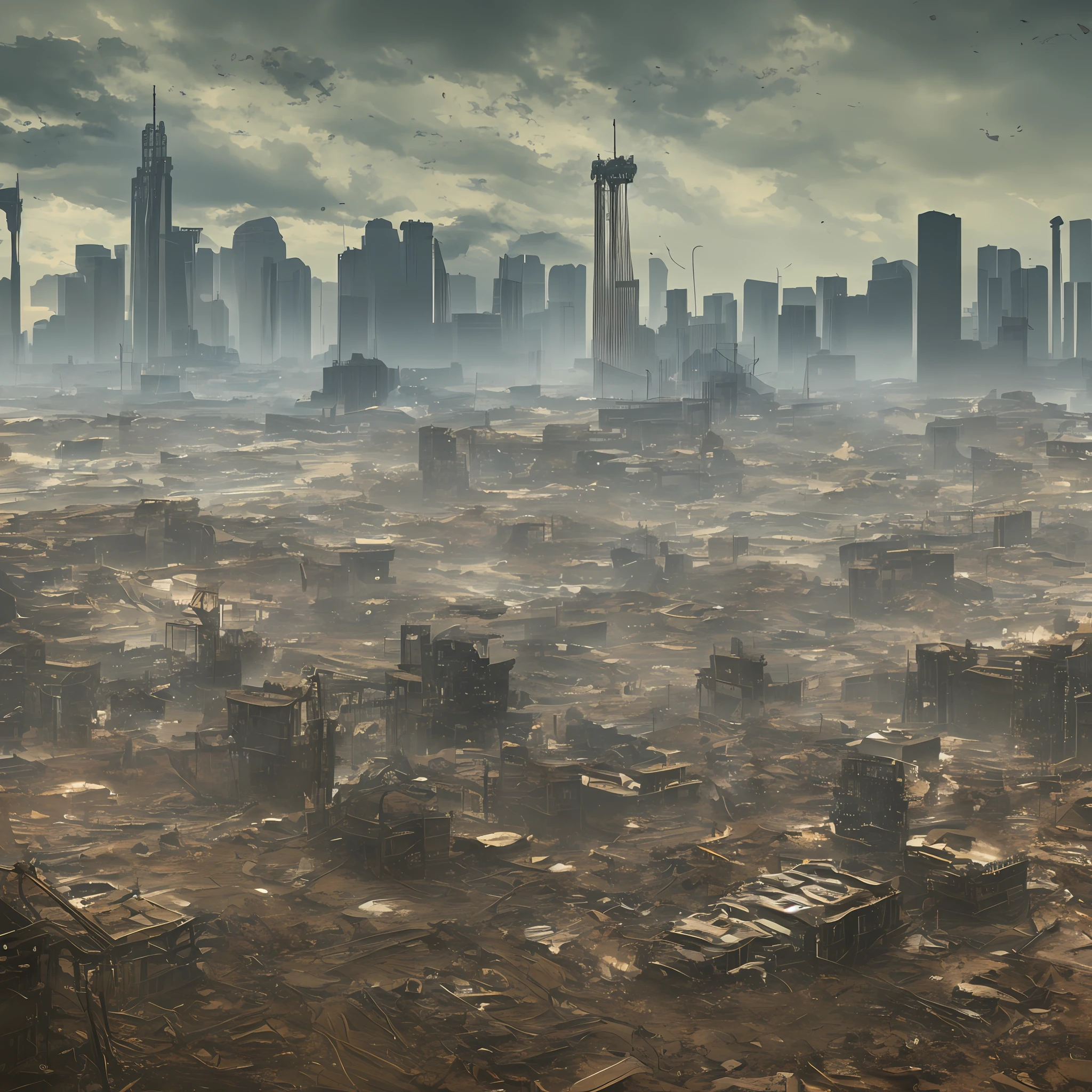 landscape of some U.S. city apocalyptic style, ultra realistic, 8k HD --auto --s2