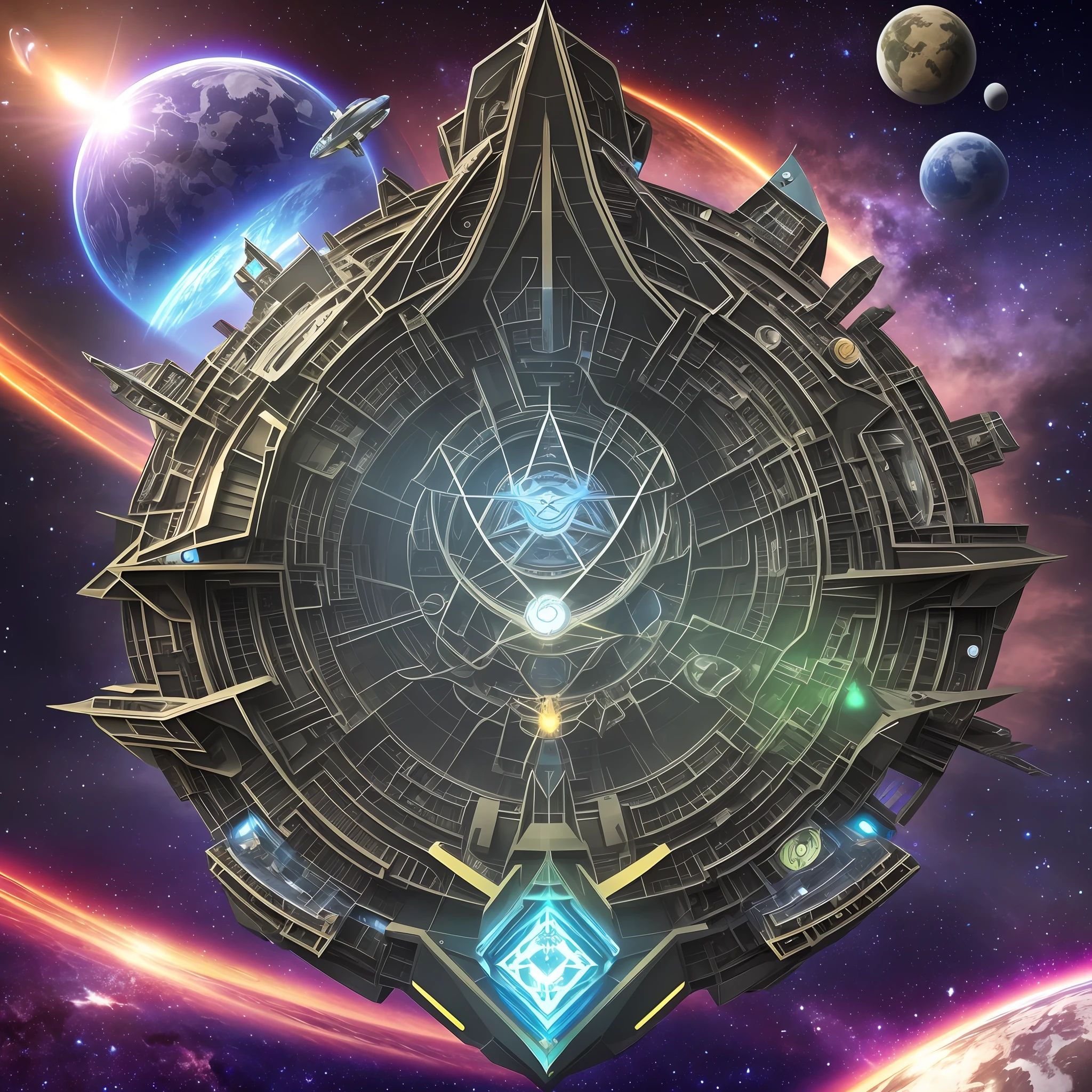 "Create a 3D animation of a futuristic and spiritual spaceship, inspired by sacred geometry and biological technology. The shape of the ship is unique and intriguing, combining spherical, discoid and triangular elements in a harmonious way, creating a completely different and fascinating appearance. The propulsion of the spacecraft is based on an exotic source of energy, which goes beyond solar or antimatter energy, giving it impressive speed and capabilities.
The alien ship possesses unique and advanced characteristics. It has the ability to camouflage itself, making itself virtually invisible to human eyes and manipulating the space-time around it. In addition, it has the extraordinary ability to regenerate, repairing damage and keeping itself in perfect working order.
The alien piloting the ship is truly unusual. Their appearance is highly distinctive, with a short stature and a scaly skin in exotic tones. He communicates mainly through telepathy, being able to share thoughts and ideas directly with other beings. His personality is peaceful, but curious and full of curiosities about humanity and other beings of the universe.
The alien comes from a unique environment, inhabiting intergalactic space and exploring different planets and star systems. Your ship is your home and your source of connection with other beings, allowing you to travel and discover new cosmic horizons in your quest for knowledge and understanding." --auto --s2