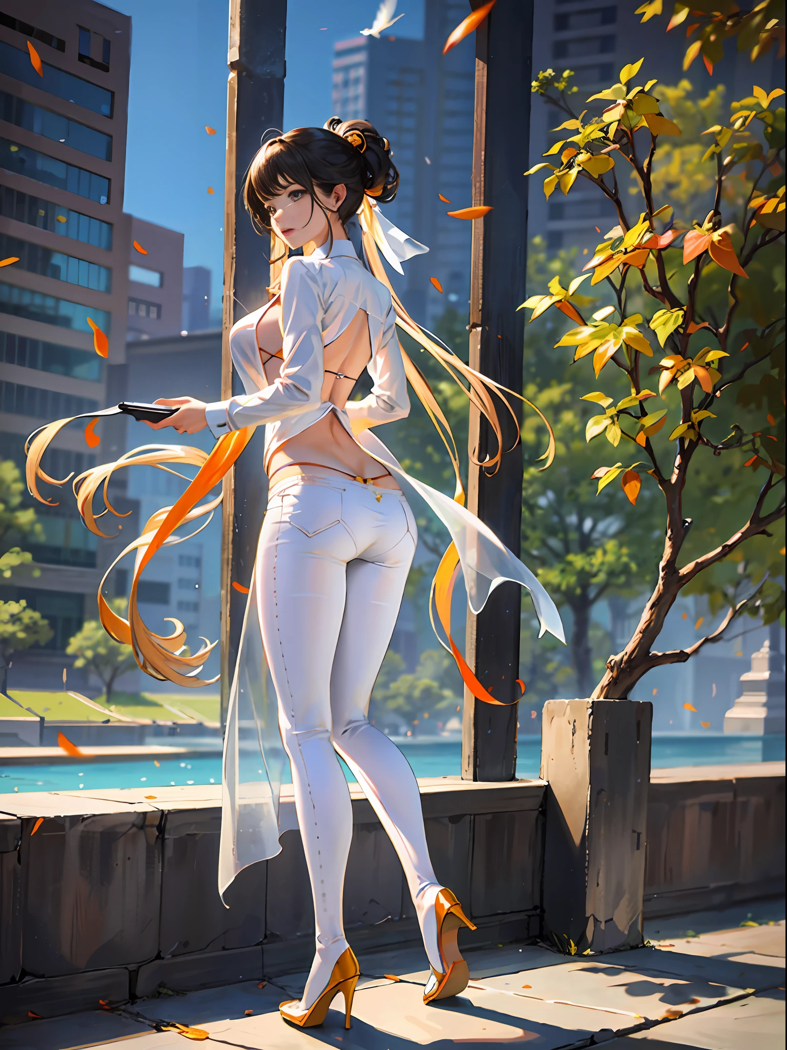 (a full body shot:2),一个成年女人穿着白色瑜伽裤,背对摄像机弯下腰,show off butt ,(extremely tight pants:1.3),(clear scale of butt),(1transparent white pants:1.9),(pigeon toes),(1transparent thin shirt:1.6),(amber butt:1.5),(--no bra),(--no underwear),(1a full body shot:2),8k,(detailed drawing),(master piece)
