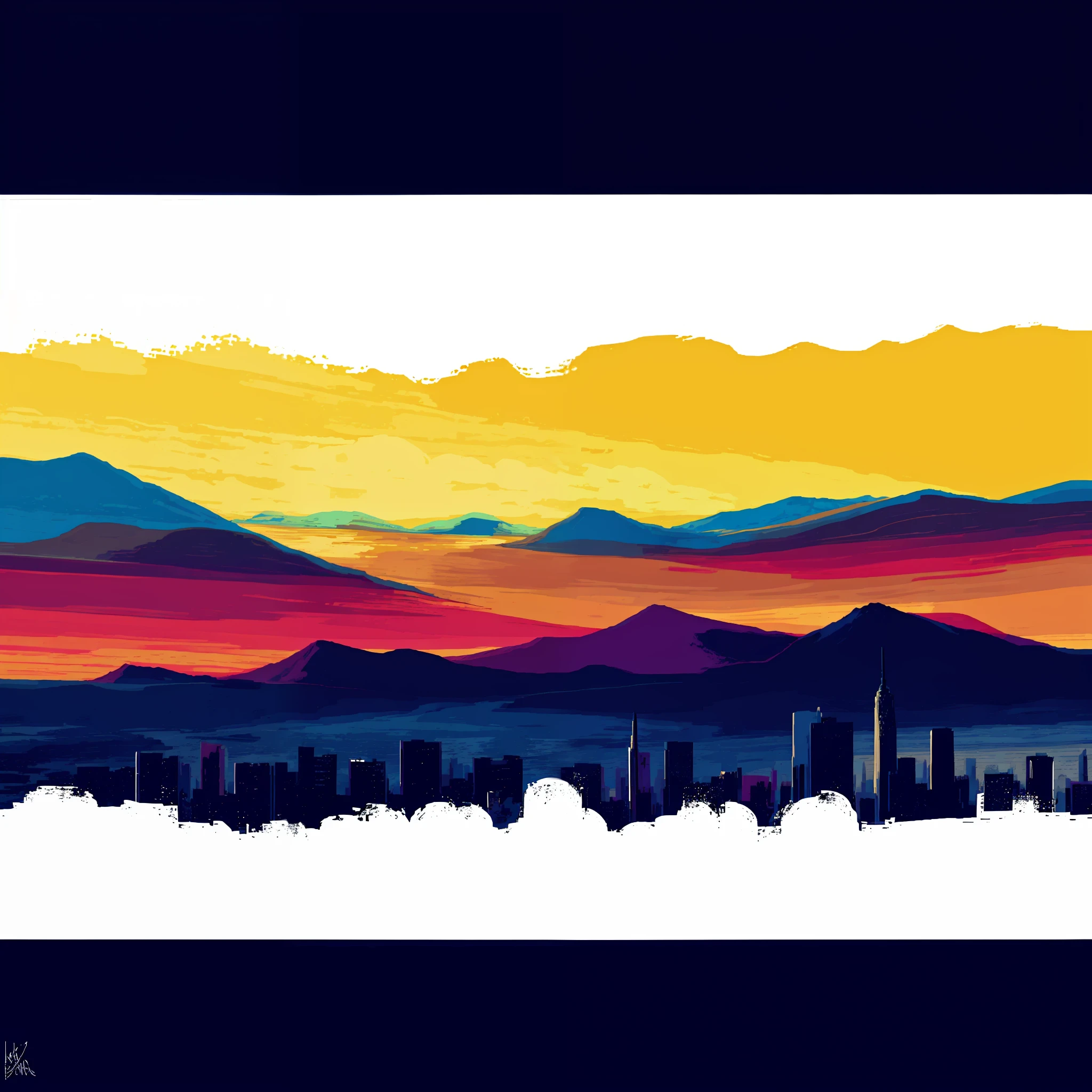 a view of a city skyline with mountains in the background, digital graffiti landscape, digital landscape art, high quality wallpaper, illustrative wallpaper 4K HD, amazing wallpaper, city backdrop Sanitago de Cali, high quality wallpaper, colorful city, sunset city Santiago de Cali,  beautiful art UHD 4 K, landscape wallpaper, beautiful wallpaper, urban landscape day, 8k HD Wallpaper digital art, high quality desktop wallpaper "Write Fincas de Colombia"