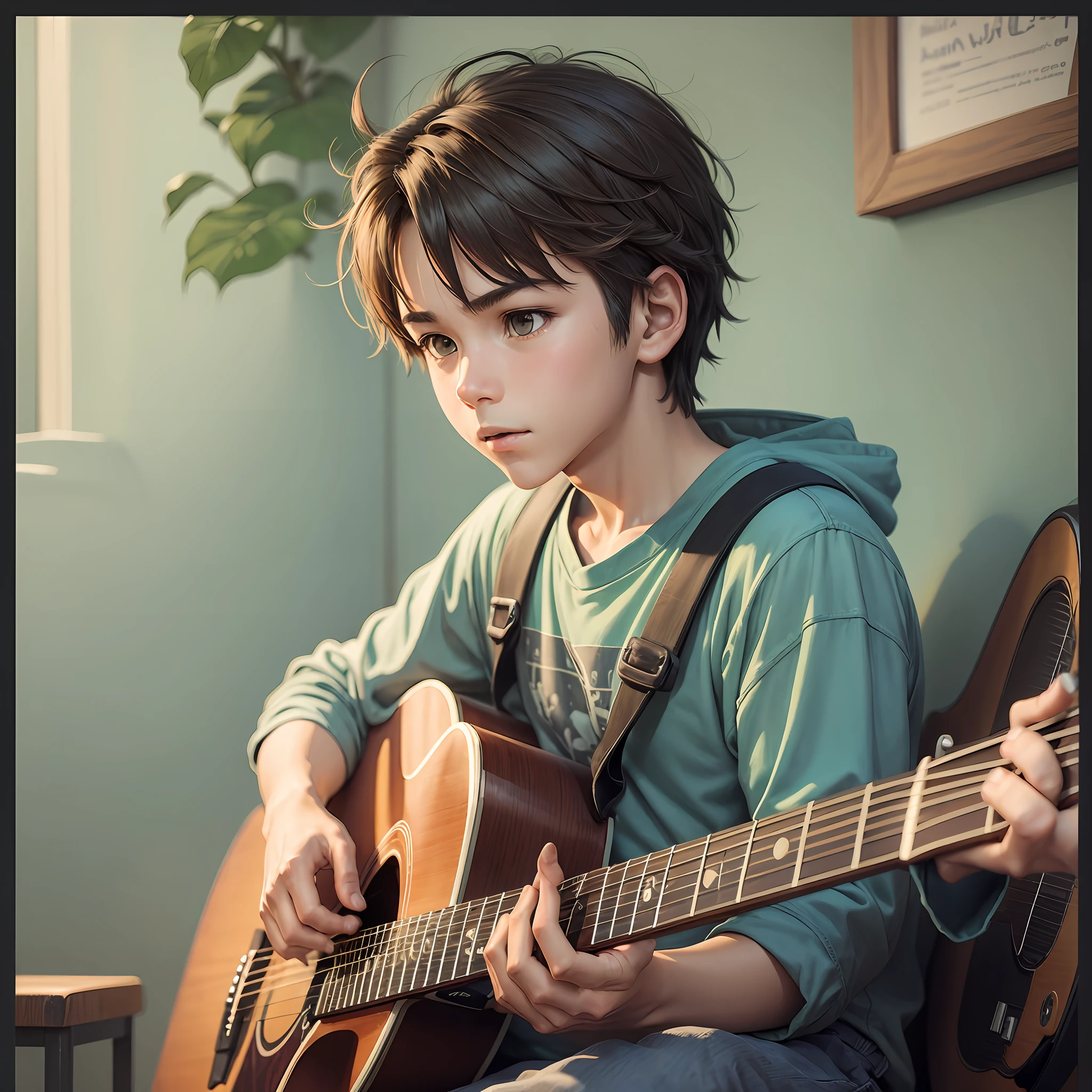 boy playing guitar estudiuo ghibli --auto --s2