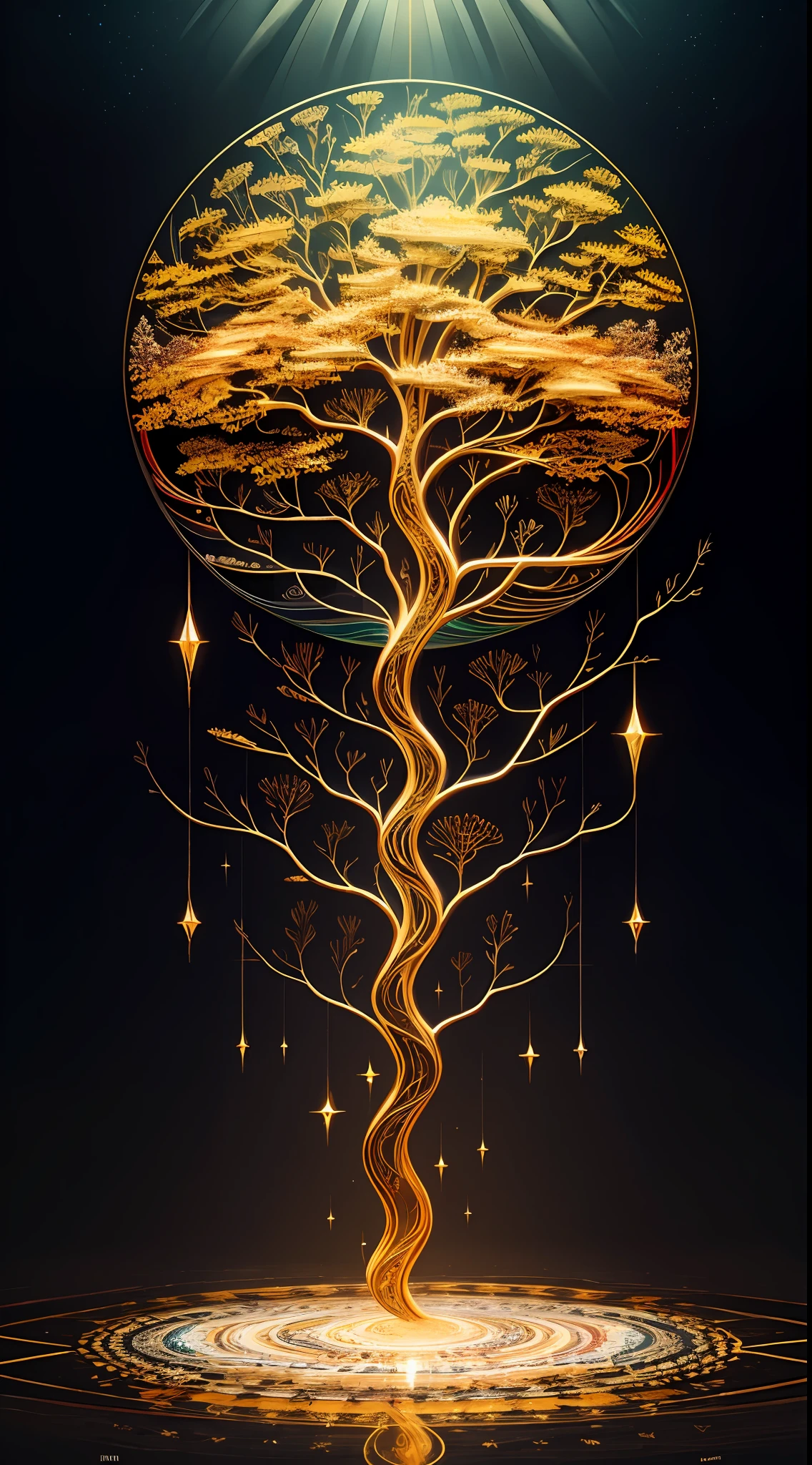 Beautiful symmetrical full body photo painted in oil with thick brushstrokes and wet paint, Fibonacci, golden ratio, melted wax, visible brushstrokes, surrounded by crystal spheres, 3D tessellation wireframe, neural graphic, neurons, tree of life, color, love, passion, oil on canvas, thick brushstrokes, insanely detailed, 8k uhd, masterpiece, artstation, surreal