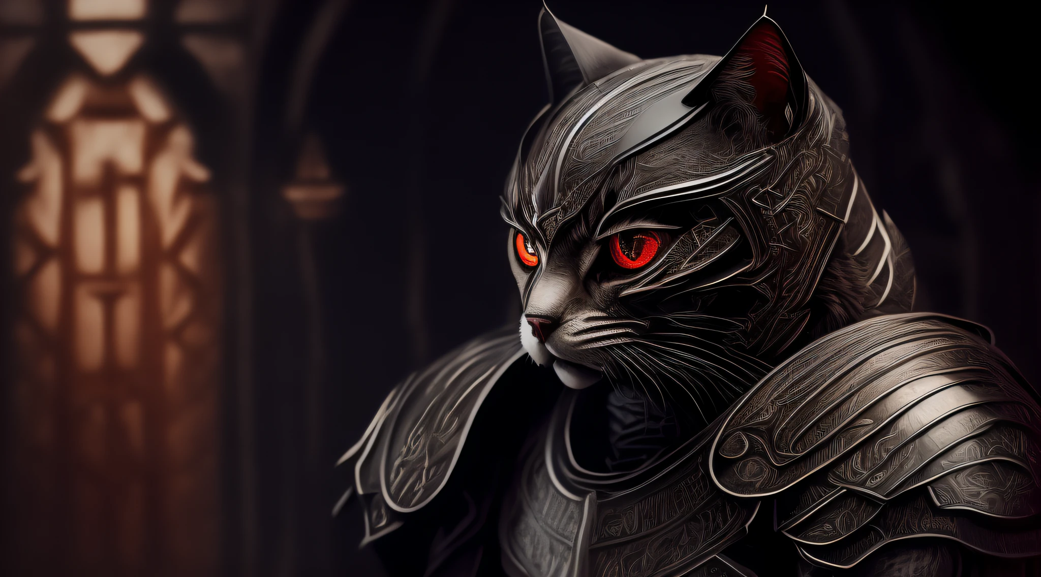 (realistic: 1.3), poster, intricate details, ((cinematic light)), cat, hybrid, hyperealistic, scary, dark fantasy \(style\), detailed armor, detailed helmet, 
(DreamLikeArt style: 0.8), (Redshift style: 1.1), (1.1 style), (warm backlit lighting) ++, (dark tone) ++realistic, highly detailed, Hasselblad, 45 degrees, gigapixel,