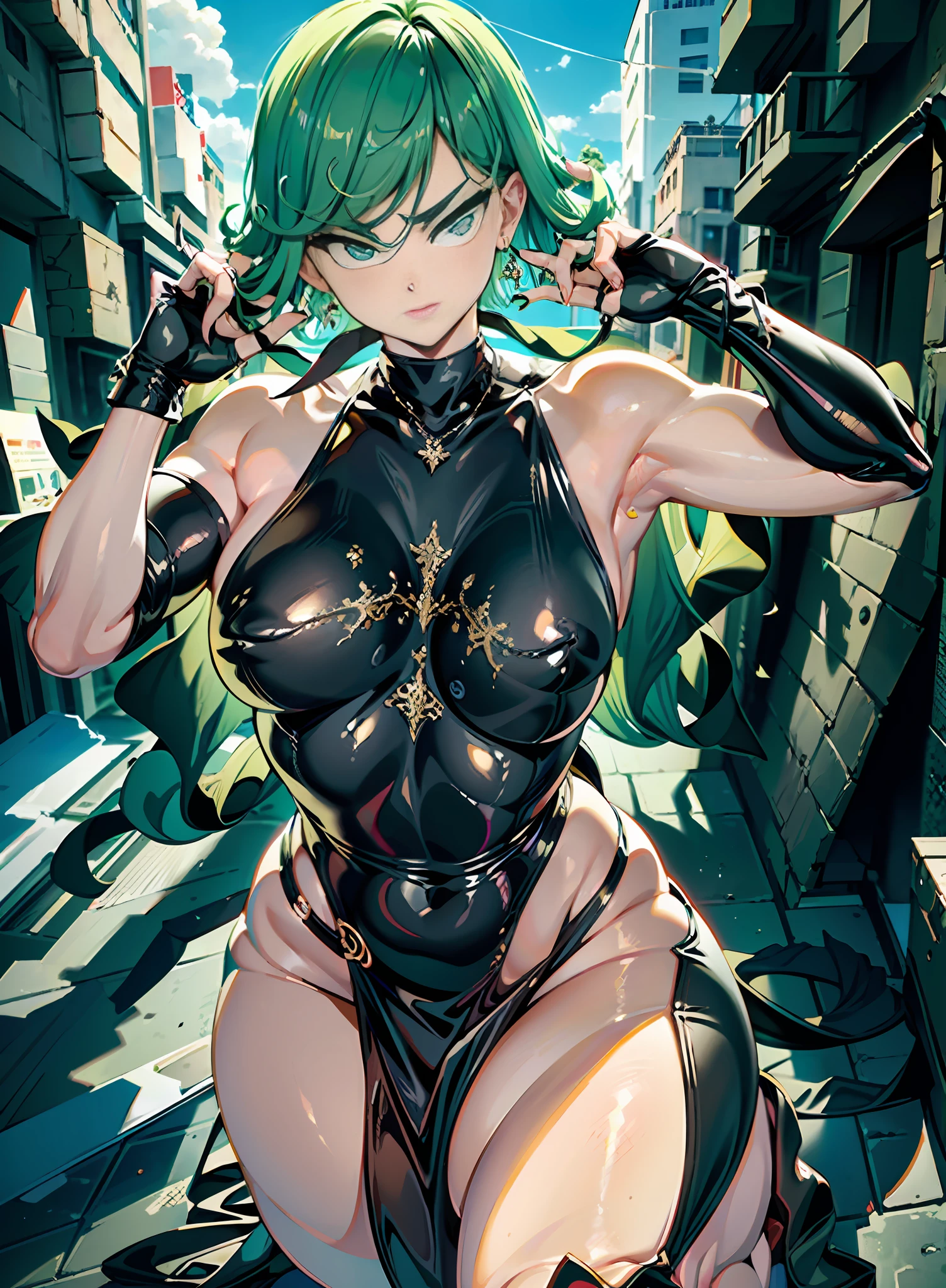 Skinny black latex dress, tiny waist, Thin waist: 1.7,ultra realistic 8k cg, masterpiece, ((ultra detailed background, delicate pattern, intricate detail)), (highly detailed, fine details), best quality, (photorealistic:1.7),Greasy body, There is a body where lubricating oil flows down, Verism, Verism。 (NSFW:1.3), the perfect body. (sexy eye(seductive eyes) (clothes wet with water) (completely transparent plastic top) (suspender stockings, suspender stockings, high-gloss stockings) fleshy thighs tightened by high-gloss suspender stockings, huge soft breasts. Ou transparent gauze on body, beautiful woman, surreal, 1 girl, ((facing the audience, hand caressing her chest)), (huge soft breasts, charming .8), sit-ups: 1.6, green hair: 1.9, (wet rain, rain wet, wet body: 1.9), painting, masterpiece, best quality, ultra-detailed, absurd, portrait beautiful, solo, earrings, jewelry, bikini, smile, sexy belt outfit, tank tosky, day, swimwear, outdoors, gloves, necklace, transparent bikini, sexy, volumetric lighting, b quality, masterpiece, intricate details, realistic skin texture, pixiv, ultra-detailed, artstation trend,oilly skin, wet rosy skin thin waist: 1.6, Large, upturned breasts, transparent clothes, e breasts, anime characters, anatomicallct, textured skin。 (nsfw:1.3)enormous breasts, The picture is colorful, The brushstf figure painting are multi-layered and rich。