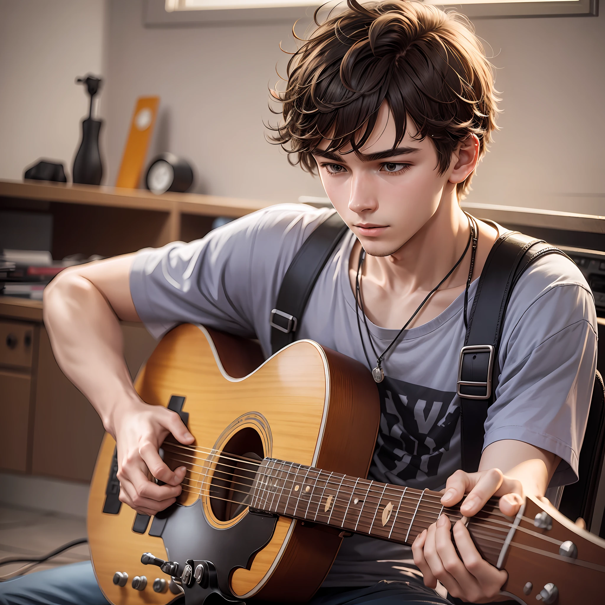 20 year old boy playing his guitar serio --auto --s2