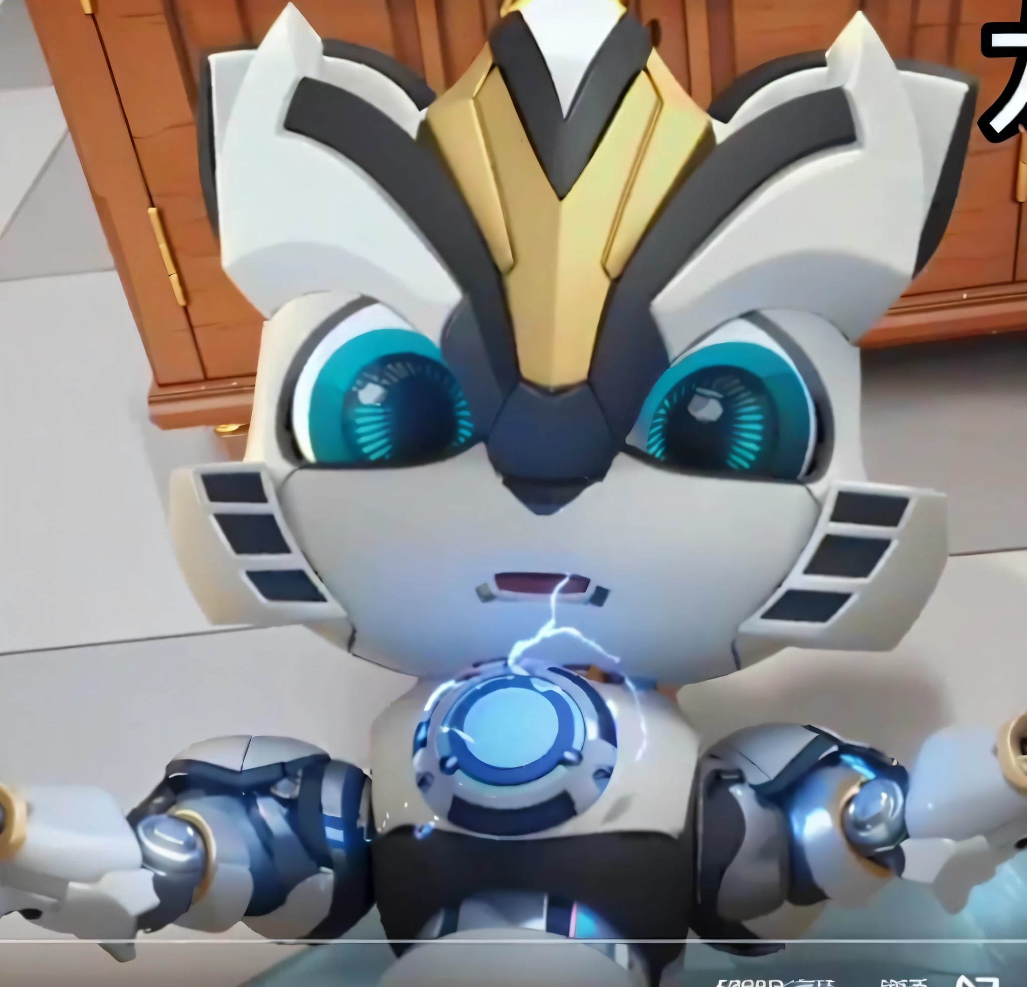 a close up of a robot with a light on its head, fully robotic!! cat, echo from overwatch, from overwatch, cyborg kitten, fully robotic!! catgirl, caracal cyborg, q posket, a cyborg cat, with robot dragon head, nendoroid 3 d, this character has cryokinesis, anime robotic mixed with organic, as an overwatch character