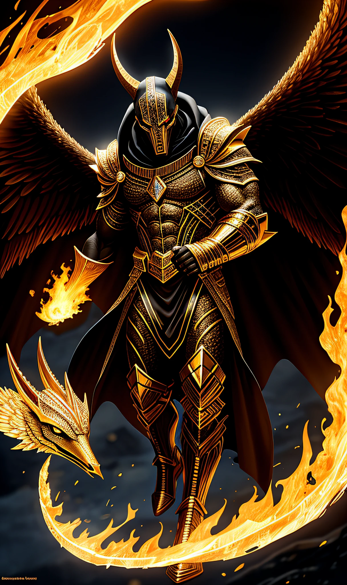 (high quality), photorealistic, (oil painting)
jewelry, (solo),
(dynamic pose), towards right, ((hell gate)), fire, hell landscape, (the underworld), (dark landscape),
anubis, egyptian jackal headed god, anthro, muscular, (holding golden scales), dynamic pose, cinematic, dramatic camera angle, golden armor:0.25, black & gold cape, (good anatomy), (good proportions), award winning, masterpiece, centered,