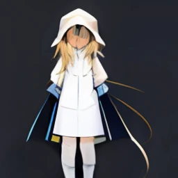 Noisy night city background, single full body standing painting, white translucent hooded trench coat, crop top, hot pants, long socks, windproof goggles, bright blonde eyes, blonde hair, tail, gun master, horse girl, heroic royal sister, kind and friendly big sister next door, reliable mature woman, ark of tomorrow, best quality, high resolution, best quality, high quality, detailed key anime art, best anime, 8k, best picture quality