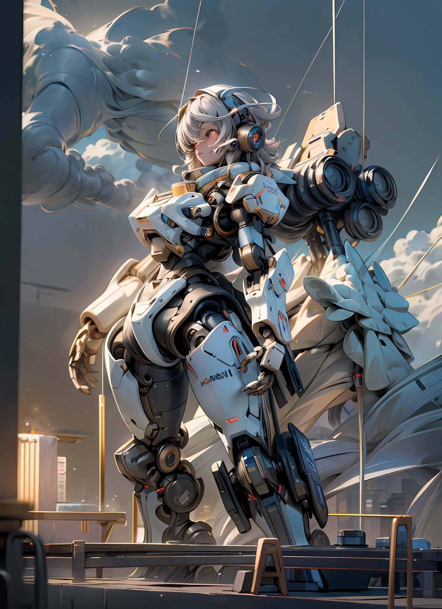 sky, cloud, holding_weapon, no_humans, glowing, , robot, building, glowing_eyes, mecha, science_fiction, city, realistic,mecha,sky, cloud, holding_weapon, no_humans, glowing, , robot, building, glowing_eyes, mecha, science_fiction, city, realistic,mecha,extremely delicate and beautiful, Amazing, finely detail, masterpiece, ultra-detailed, highres,best illustration, best shadow,intricate,depth of field,(dramatic lighting:1.4),(from above:1.2),sharp focus, volumetric fog, 8k UHD, DSLR, high quality,( film grain:1.4), Fujifilm XT3,full body,A beautiful young woman wearing black trench coat, half human half robot face, ((1 robot,1 robot,Mechanical costalis,Mechanical spine))|Monotonous metallic color,Metal has no color, robot no color,robot girl,metallic mixture,cyborg girl)),looking at viewer, facing front, fighting stance (Cable:1.2),(Transmission tube:1.2),(Machine eye:1.3),((Mechanical part connection)),((both arms)|(complex mechanical component:1.2~1.6)),((costalis)|(robot joints:1.2~1.6)), ,streamlinerai mecha,(lightsaber),earth,milky_way,starry,water,((armor)),water,wave