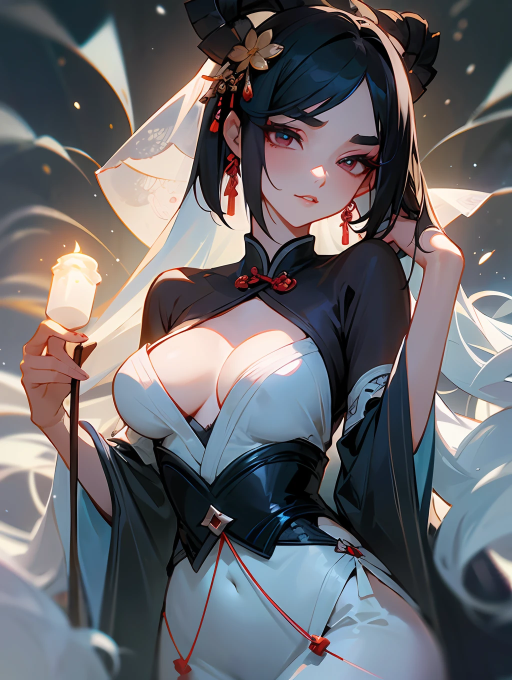 Nie Xiaoqian is a banshee, her appearance is peerless and beautiful, and she is beautiful. Her eyebrows are picturesque, her eyes are like stars, and there is always a bit of mystery between her eyebrows. Her skin is fair and delicate, like mutton fat jade, her lips are red and her teeth are white, and her jade is as loose as pine, and her appearance can be seen clearly even in the dark. Her hair was scattered on her shoulders, strands and very seductive. She wore a long white dress with a graceful hem and a slender waist that loomed --auto --s2