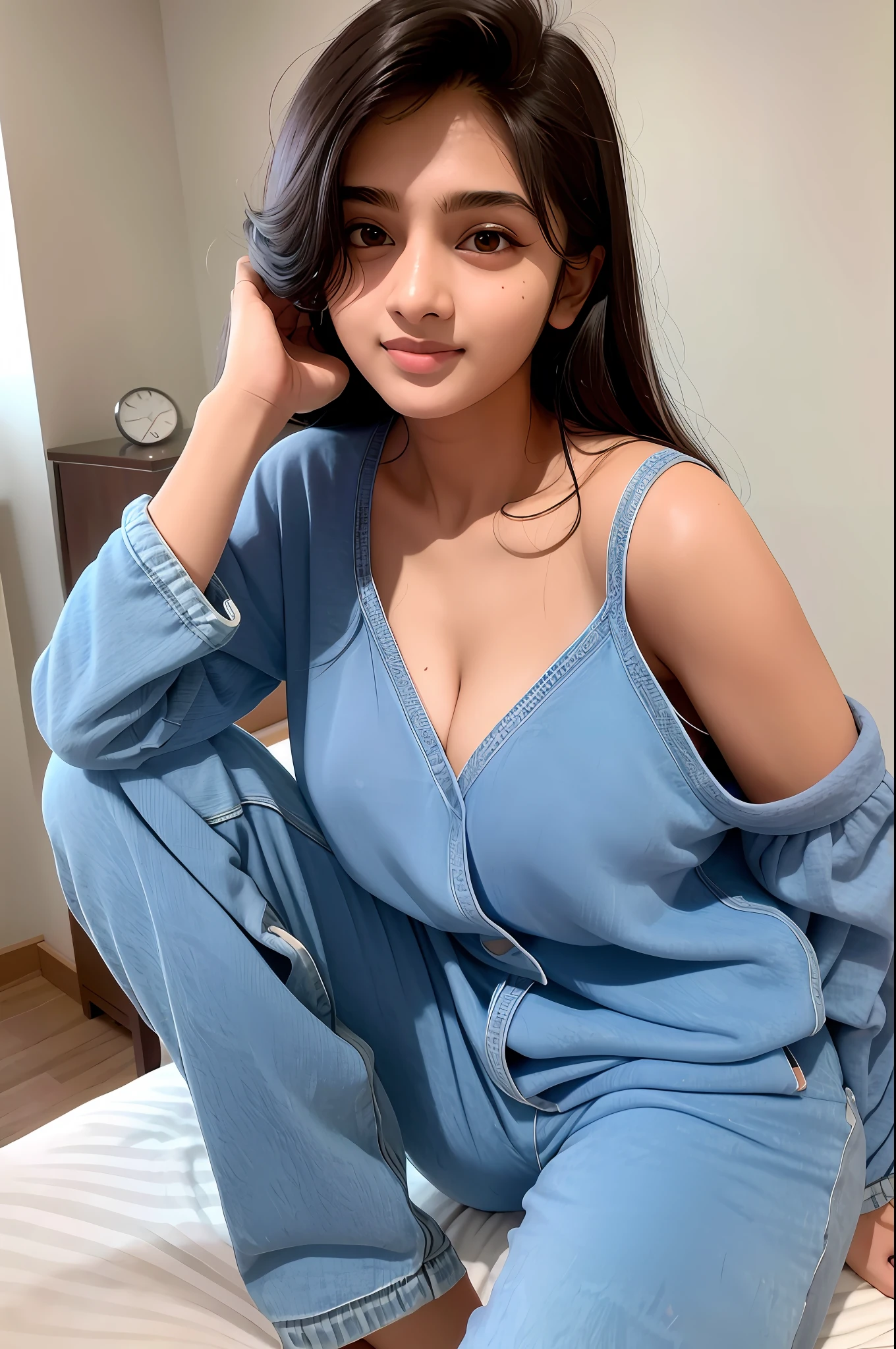 sexy 20 Years old Indian girl ,hot sexy Pajamas,pretty face , bra up, half jeans, 1024 image