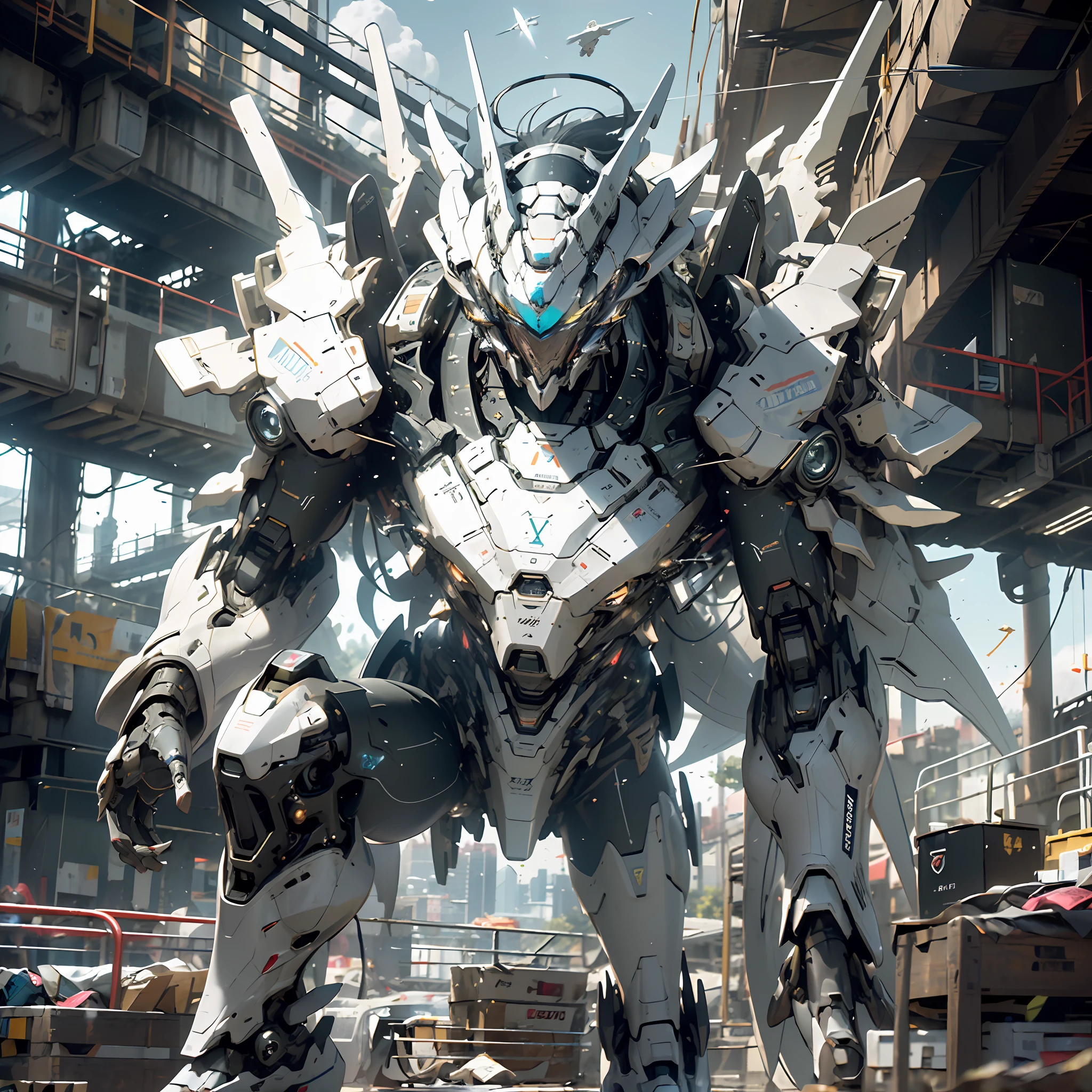 ((Best quality)), ((masterpiece)), (highly detailed:1.3), 3D, beautiful, (cyberpunk:1.2), in space, nebula, holding_weapon, (1Female mecha:1.3), facing the viewer, glowing eyes, full body, (flying, swooping down, dynamic, motion blur: 1.4), (huge mecha wings: 1.6), looking up, glowing_eyes, mecha, panorama, background is earth, nebula, space, particles, reality, HDR (High Dynamic Range), Ray Tracing, NVIDIA RTX, Super Resolution, Unreal 5, Subsurface Scattering, PBR Texturing, Post Processing, Anisotropic Filtering, Depth of Field, Maximum Clarity and Clarity, Multilayer Textures, Albedo and Specular map, Surface shading, accurate simulation of light-material interaction, perfect proportion, Octane Render, two-tone lighting, large aperture, low ISO, white balance, rule of thirds, 8K RAW, efficient sub-pixel, sub-pixel convolution,