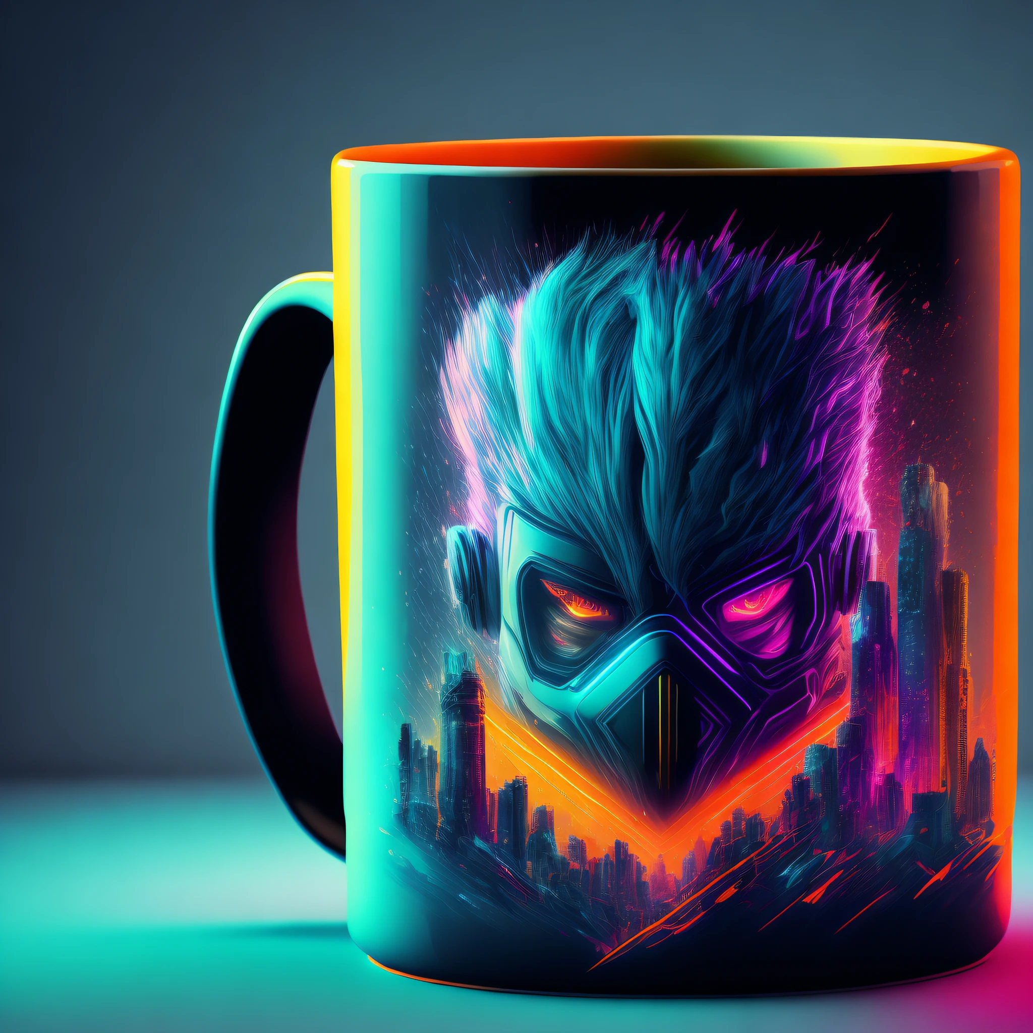 art for gamer mugs, Cyberpunk, 8k.