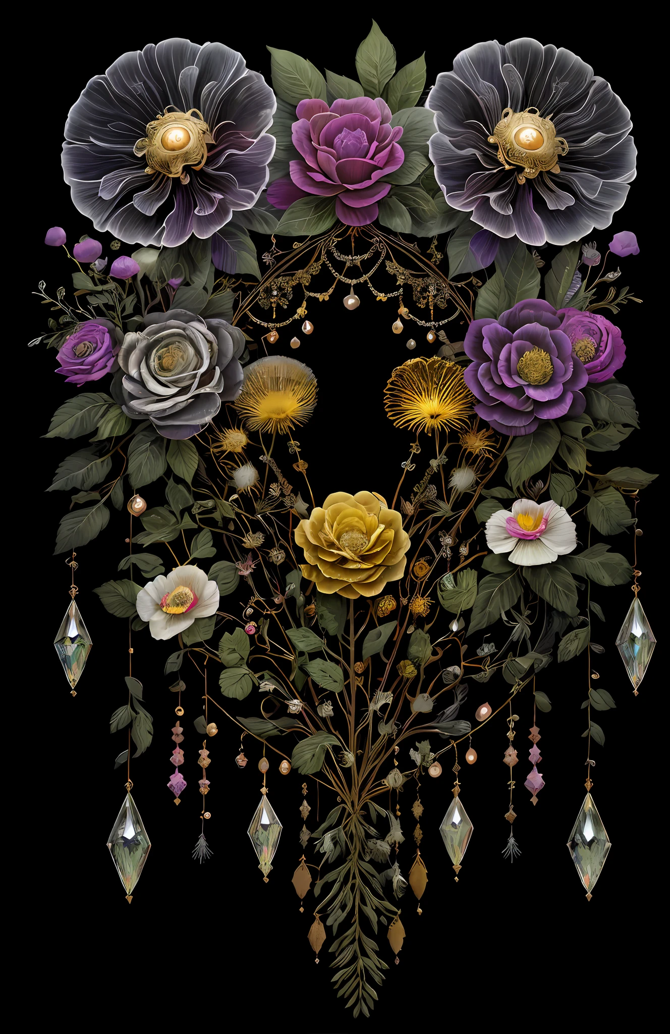 "Rosen maiden, (masterpiece, best quality), (illustration), strange fungal disease dense forest, transparent sticky substance, caustics, crystals, close-up, intricate details, dark background, sparkling spores, rainbow crystals, darkness", made of metal, cyborg: 1.1, [detailed wire]: 1.3, (complex details), HDR, (complex details, hyperdetailed: 1.2),