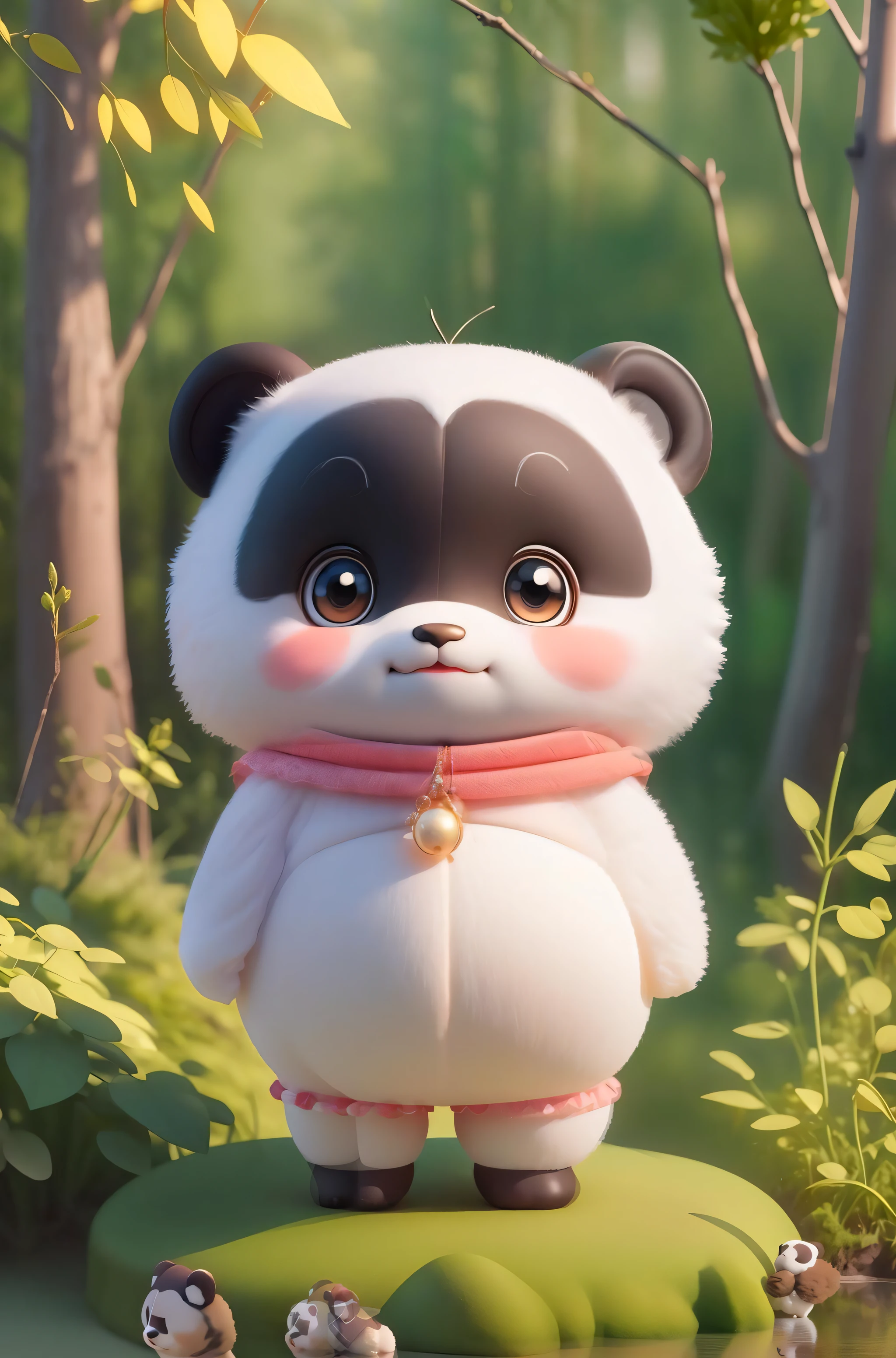(masterpiece), (best quality), (ultra-detailed), (full body:1.2), Super cute, Panda, Pixar character, Big bright eyes, Fluffy, Smile, Delicate and fine, Fairy tales, Incredibly high detailed, Pixar style, Bright color palette, Natural light, Simple background with forest view, Octane render, Trending on Artstation, Gorgeous, Ultra wide angle, 8k, HD, Realistic,