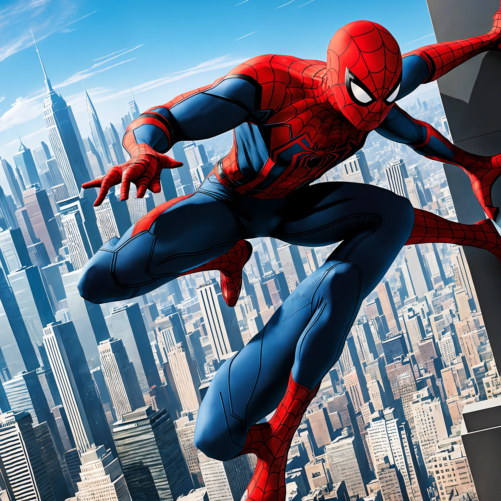 - Spider-man, a full-body Marvel character with a city background