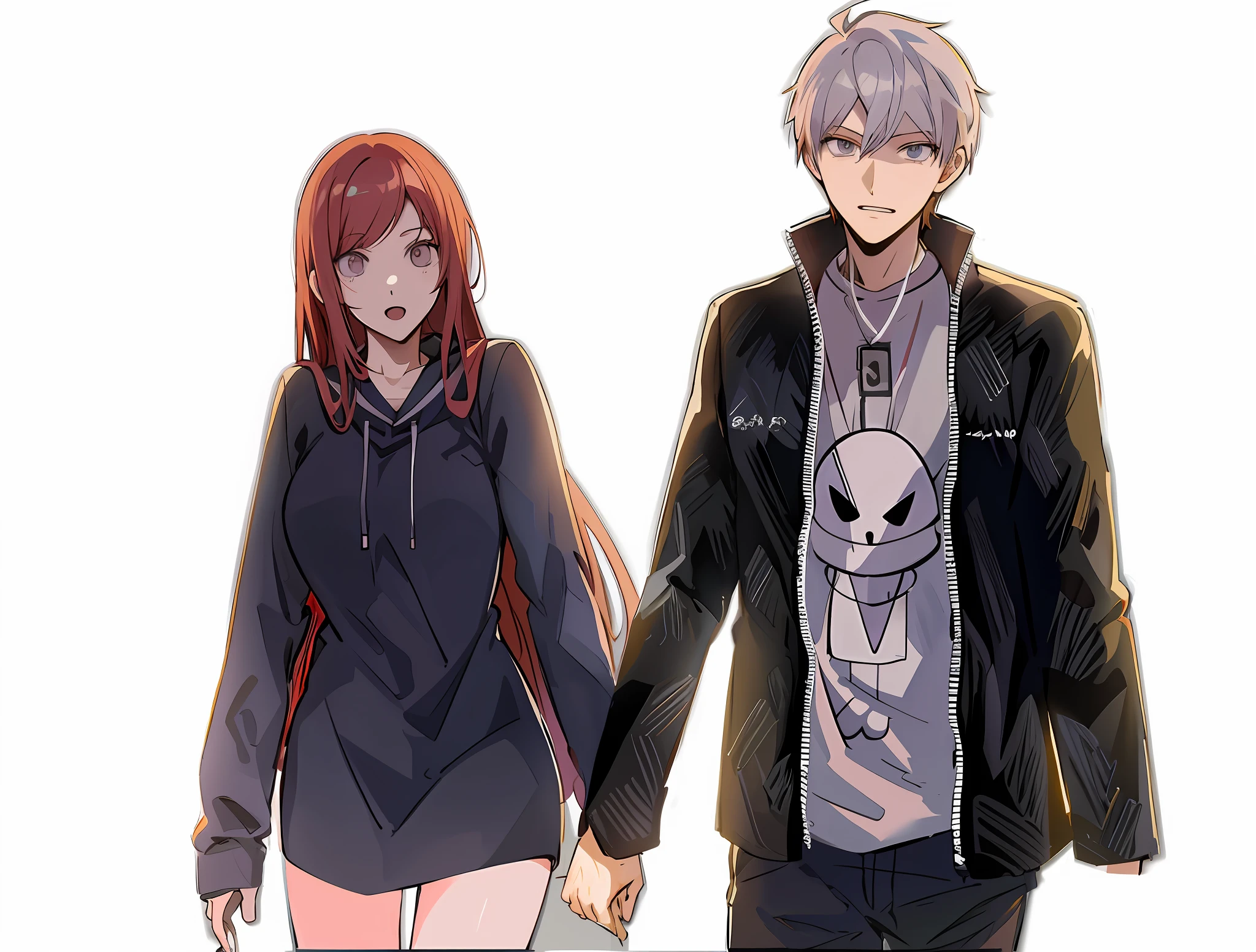 anime image of a man and a woman walking together, official fanart, puce and vermillion, digital art from danganronpa, sakimichan and frank franzzeta, high quality fanart, made with anime painter studio, in anime style, detailed fanart, they are siblings, sankakucomplex anime image, nixeu and sakimichan
