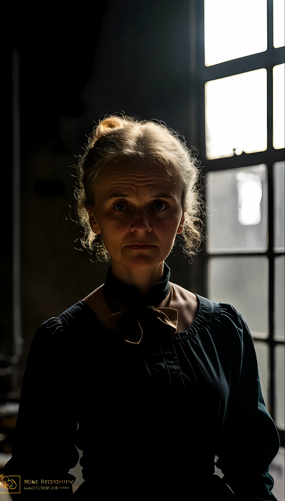 Marie Curie, woman in old chemistry lab 1890, photo of a woman, (high detail: 1 1), rough face, natural skin, high quality, nsfw, beautiful eyes, (detailed face and eyes), (face: 1 2), noise, extra, real photo, PSD, lamp film photography, sharp focus, contrast lighting, detailed skin, high resolution 8k, detailed, realistic, professional photography,  8k UHD, SLR camera, soft lighting, high quality, grain film, 20mp, Fujifilm XT3