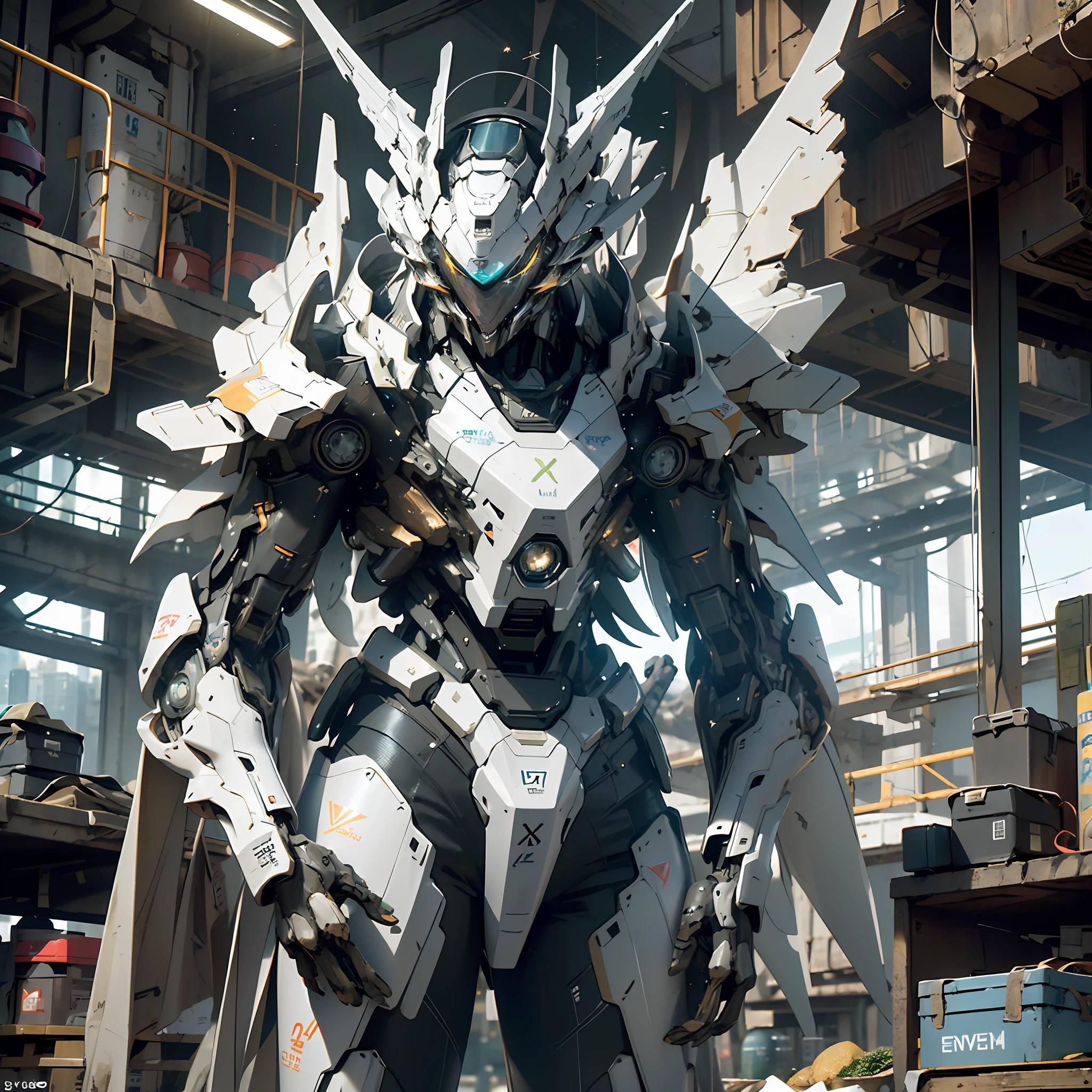 ((Best quality)), ((masterpiece)), (highly detailed:1.3), 3D, beautiful, (cyberpunk:1.2), in space, nebula, holding_weapon, (1Female mecha:1.3), facing the viewer, glowing eyes, full body, (flying, swooping down, dynamic, motion blur: 1.4), (huge mecha wings: 1.6), looking up, glowing_eyes, mecha, panorama, background is earth, nebula, space, particles, reality, HDR (High Dynamic Range), Ray Tracing, NVIDIA RTX, Super Resolution, Unreal 5, Subsurface Scattering, PBR Texturing, Post Processing, Anisotropic Filtering, Depth of Field, Maximum Clarity and Clarity, Multilayer Textures, Albedo and Specular map, Surface shading, accurate simulation of light-material interaction, perfect proportion, Octane Render, two-tone lighting, large aperture, low ISO, white balance, rule of thirds, 8K RAW, efficient sub-pixel, sub-pixel convolution,