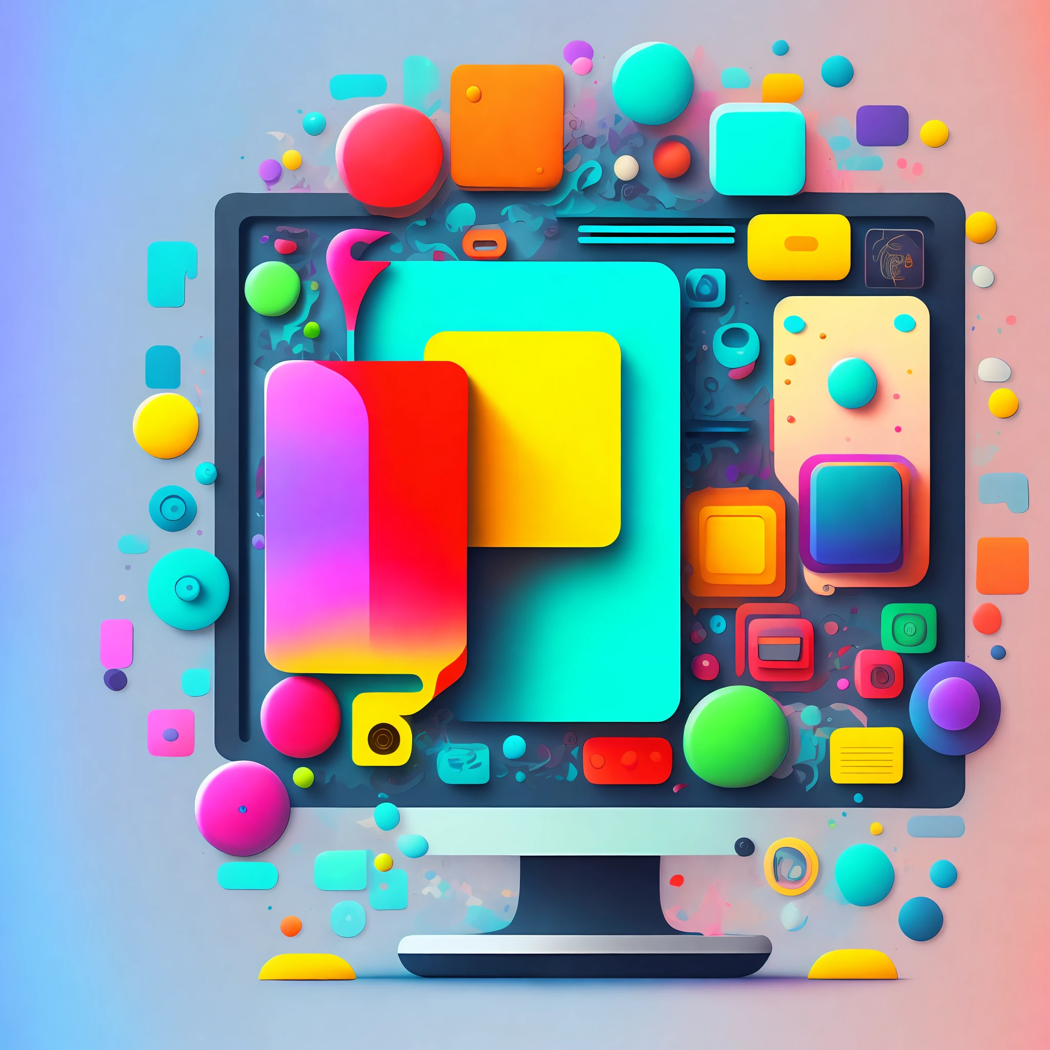 a stylized abstract image of a Monitor color with a lot of different things in it