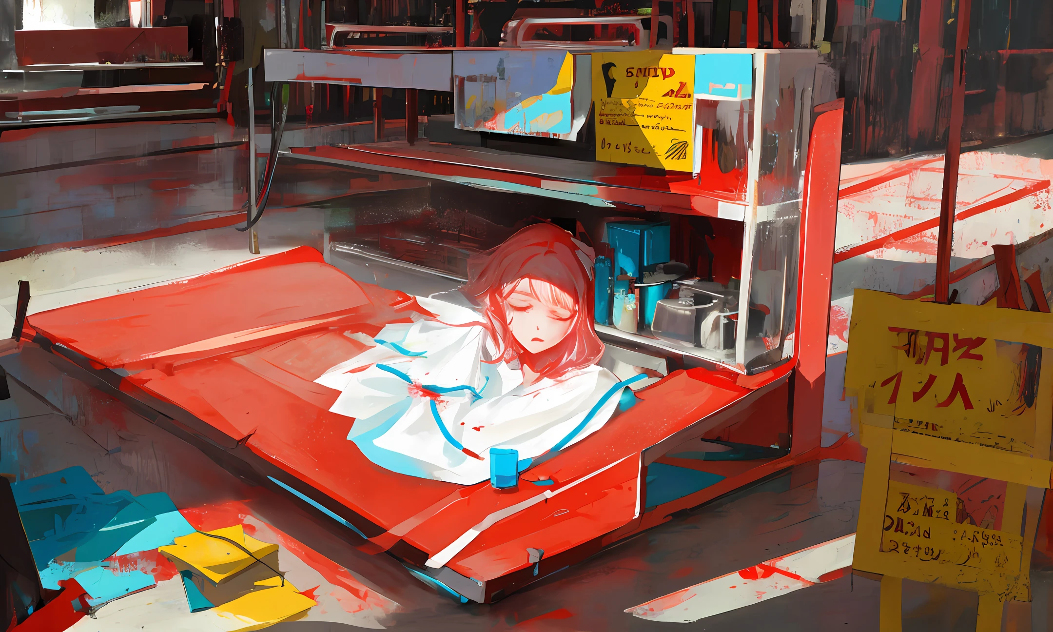 a dead woman bleeding on the floor