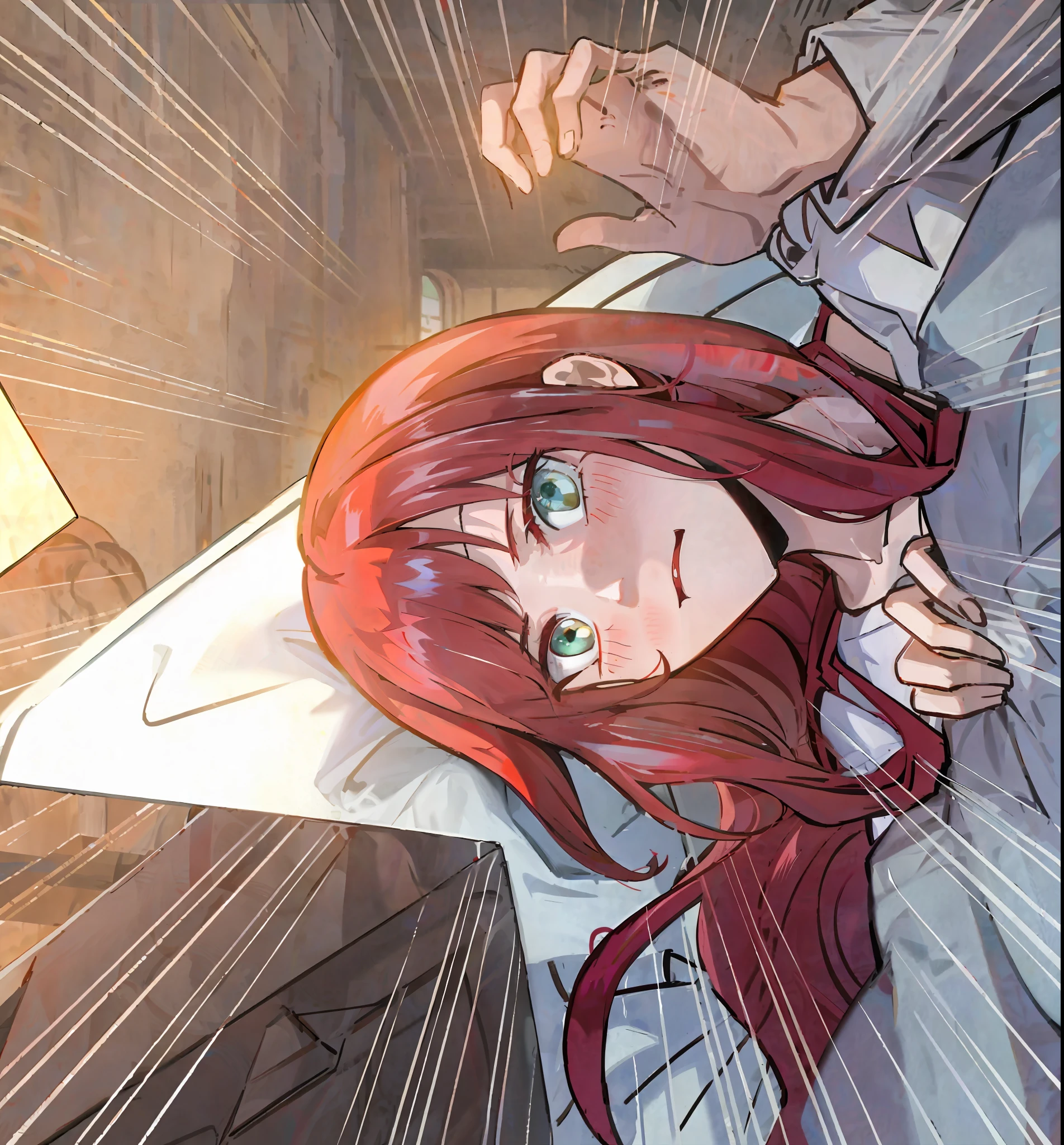 Anime Scene A red-haired woman, Elza Crimson as a real person, Rias Greymouri, she has redhead, Gwen Stacey, chestnut chestnut, chestnut beard Magase Chestnut Mustache, Holo is a wolf girl, Jean Gray, Fantastic Expression, Mary Jane, wake up