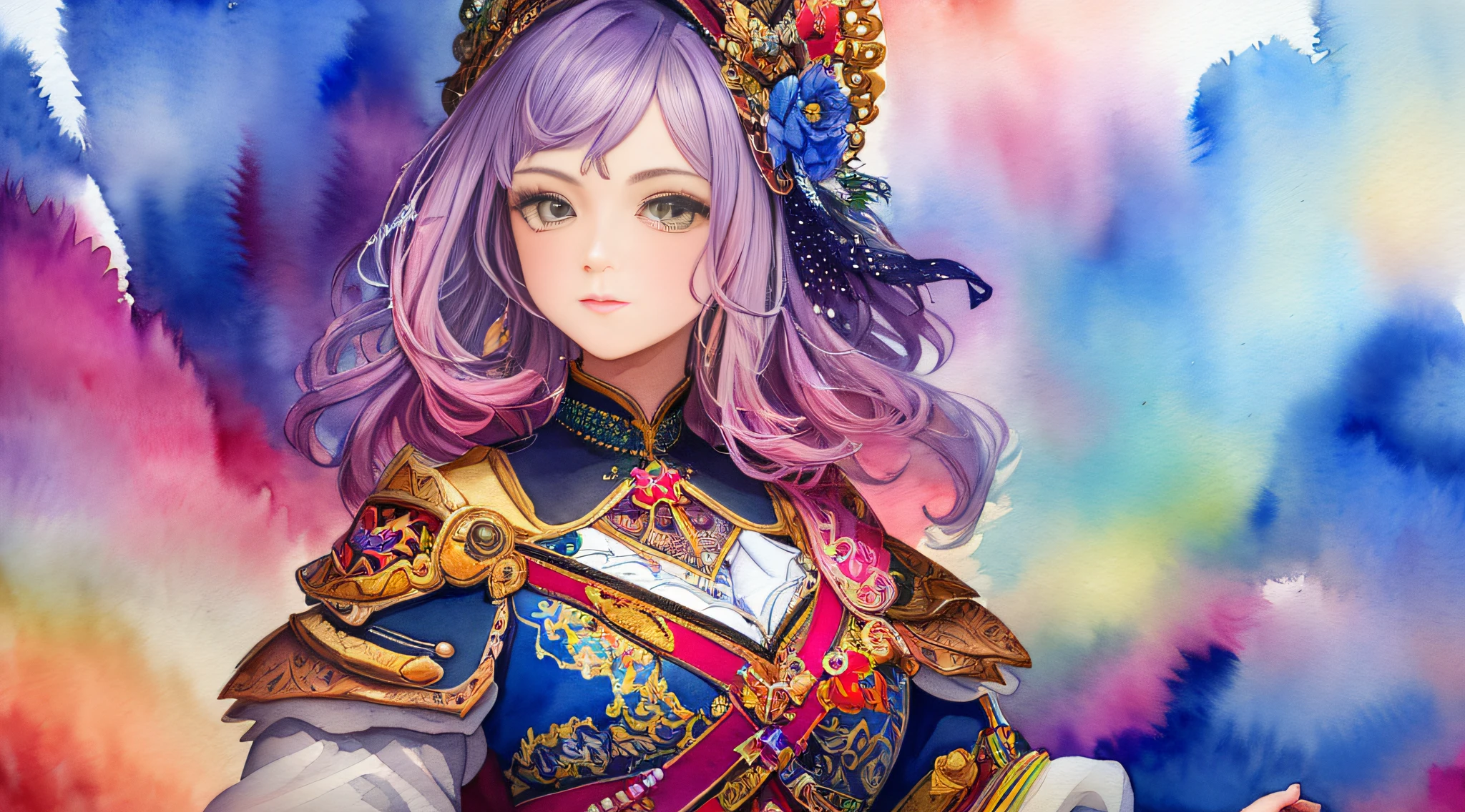 ((masterpiece,best quality,ultra detailed,ultra high res,detailed background)),((1girl)), extreme detailed,colorful,highest detailed,(((watercolour painting))), optical mixing, playful patterns,lively texture,rich colors,unique visual effect