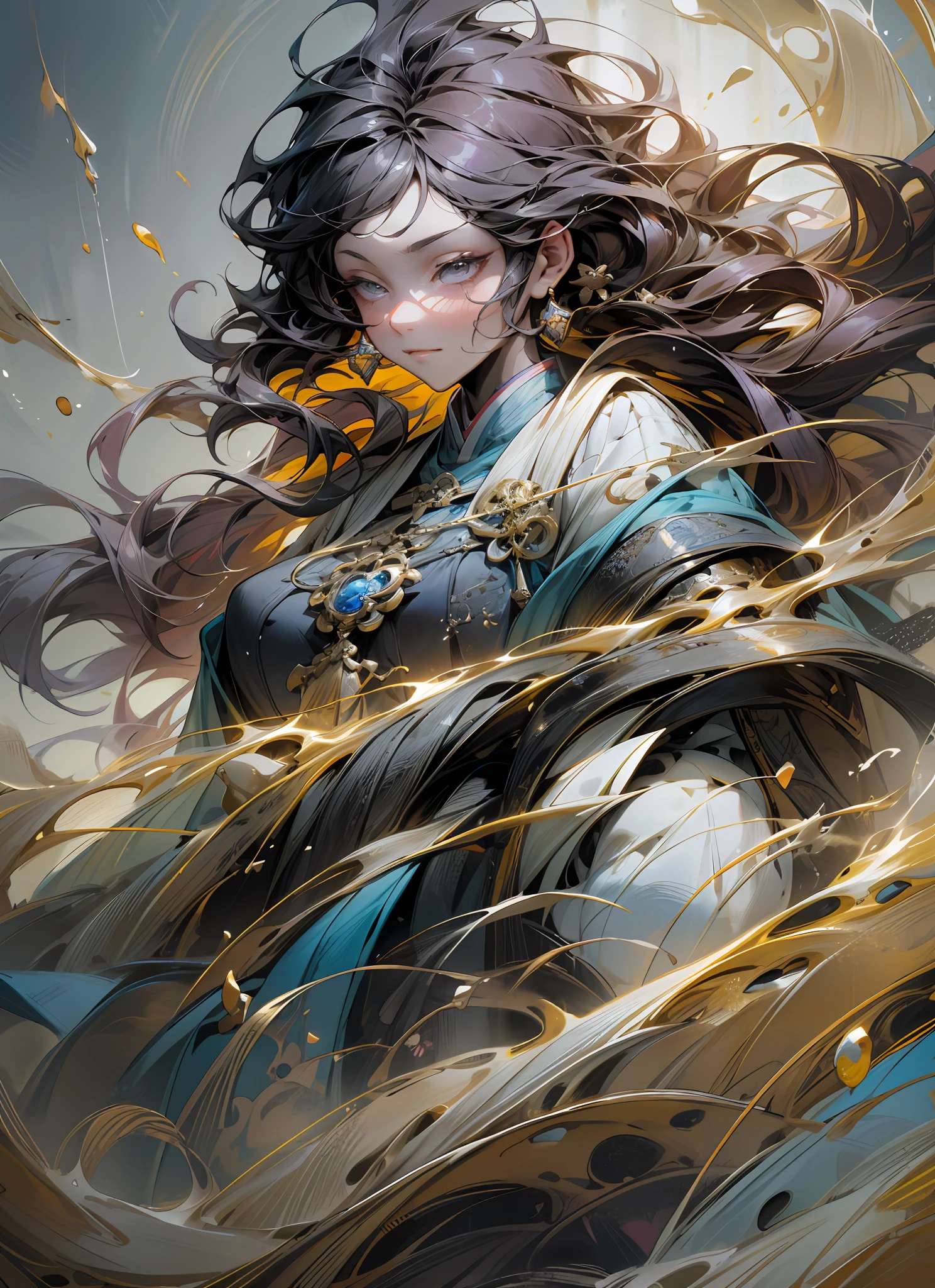 Girl, Solo, Weapon, (Magic Circle: 1.2), Xiuxian, Upper Body, Beautiful Girl, Full Body, East Asian Architecture, Sheath, Building,
Colorful beautiful girl: an 18 year old girl, messy hair, oil painting, perfect face, soft skin perfect face, blue-yellow, light purple and violet addition, light red addition, intricate details, splash screen, 8k resolution, masterpiece, cute face, artstation digital painting smooth very black ink flow: 8k resolution realistic masterpiece: intricate fluid gouache: by Jean Baptiste Mongue: Calligraphy: Acrylic: Watercolor Art, Professional Photography, Natural Daylighting, Volumetric Lighting Minimalist Photography Illustration: by Marton Bobzert: , Complex, elegant, expansive, dreamy, wavy hair, full of energy.