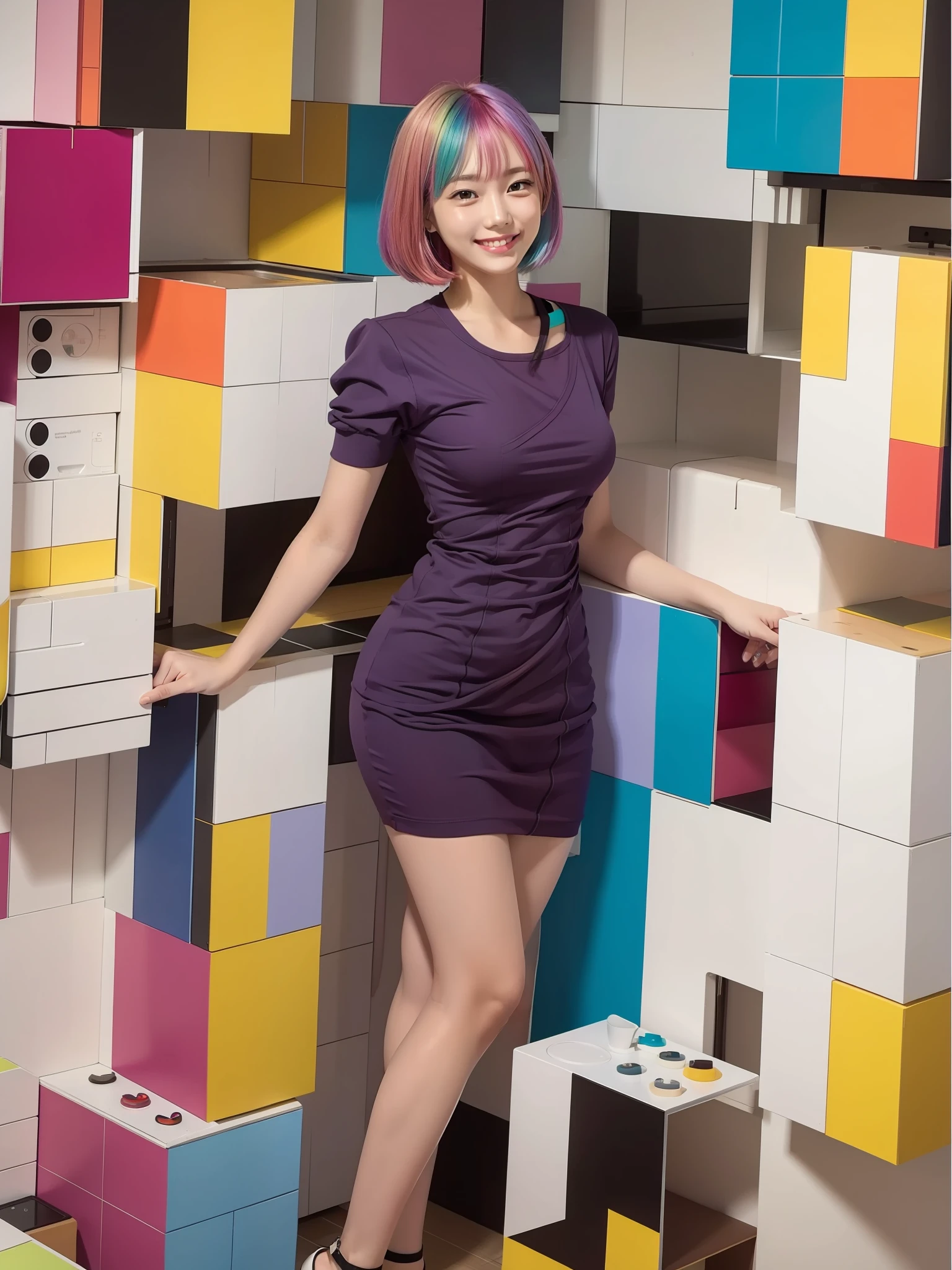 Colorful, colorful hair, smile