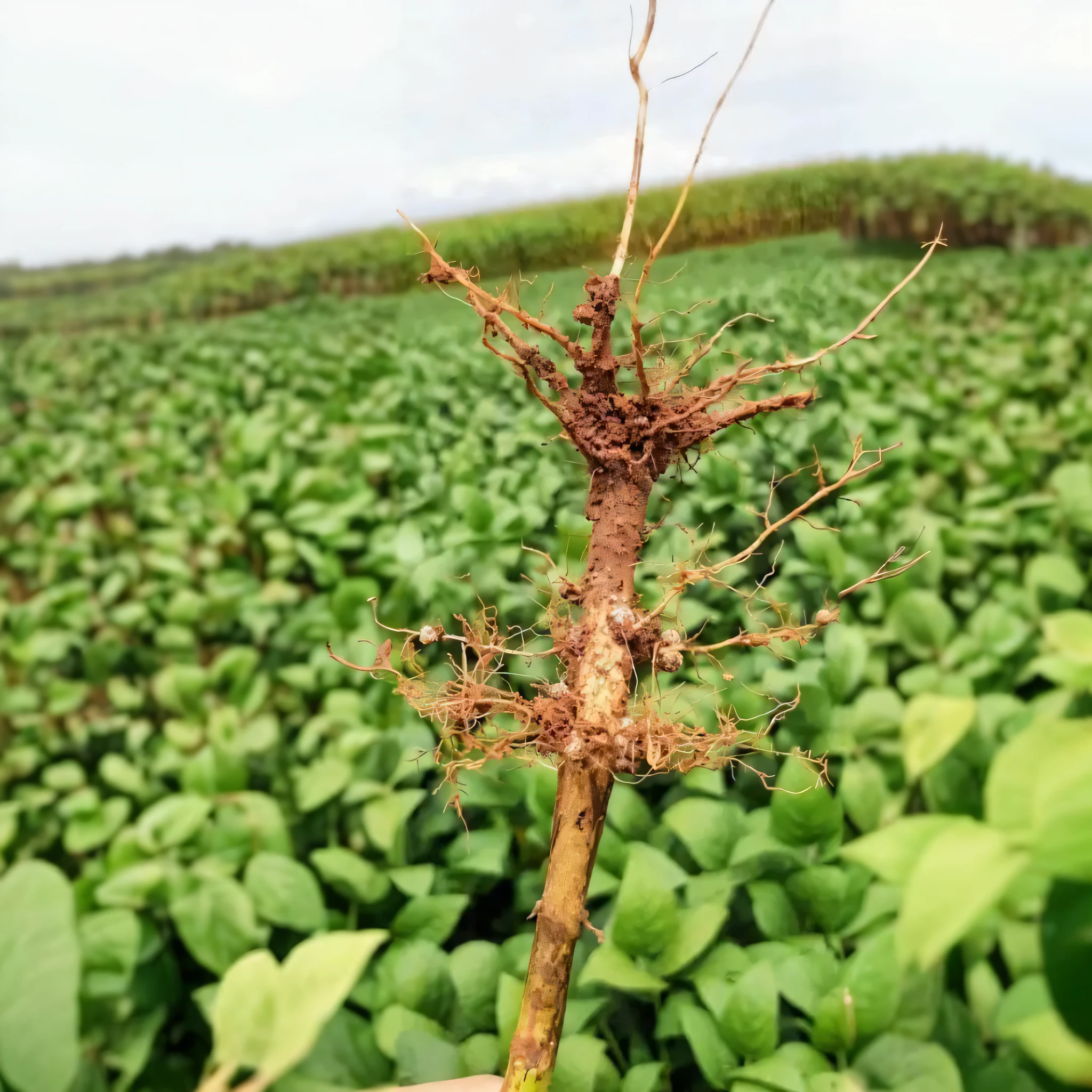 Expand this image based on soybean plantation background