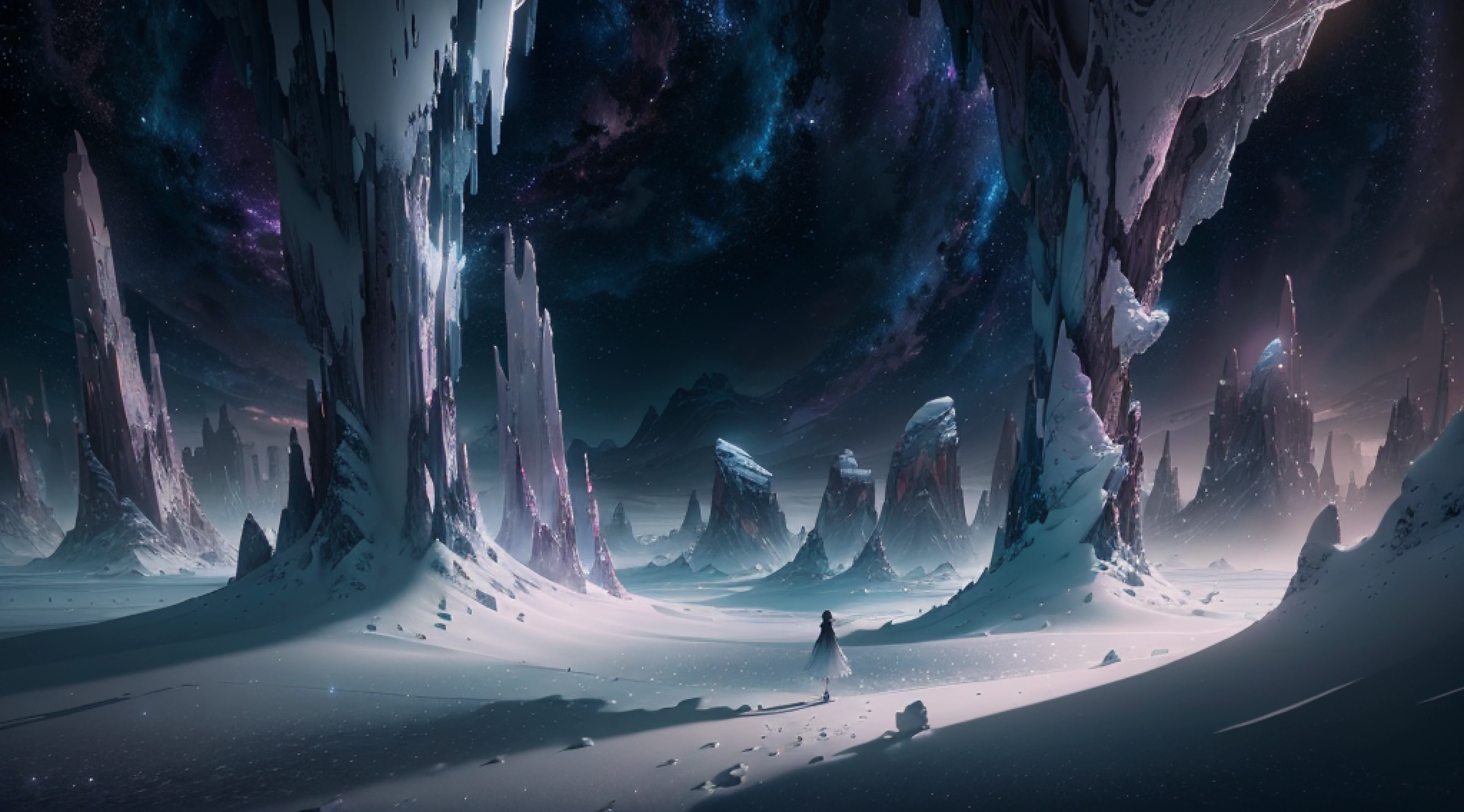 alone in a magical world (extremely detailed CG unity 8k wallpaper,masterpiece, best quality, ultra-detailed),(best illumination, best shadow, an extremely delicate and beautiful),standing alone in an otherworldly landscape,floating,soft light,texture+brush,wide shot,high resolution,nighttime scene, somber and mysterious tone. --auto --s2
