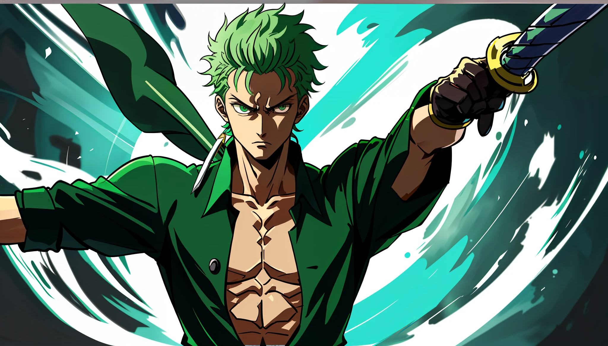 a close up of a person with a sword in their hand, roronoa zoro, handsome guy in demon slayer art, demon slayer artstyle, detailed digital anime art, clean detailed anime art, 4 k manga wallpaper, badass anime 8 k, demon slayer rui fanart, made with anime painter studio, anime epic artwork, detailed anime artwork, trigger anime artstyle