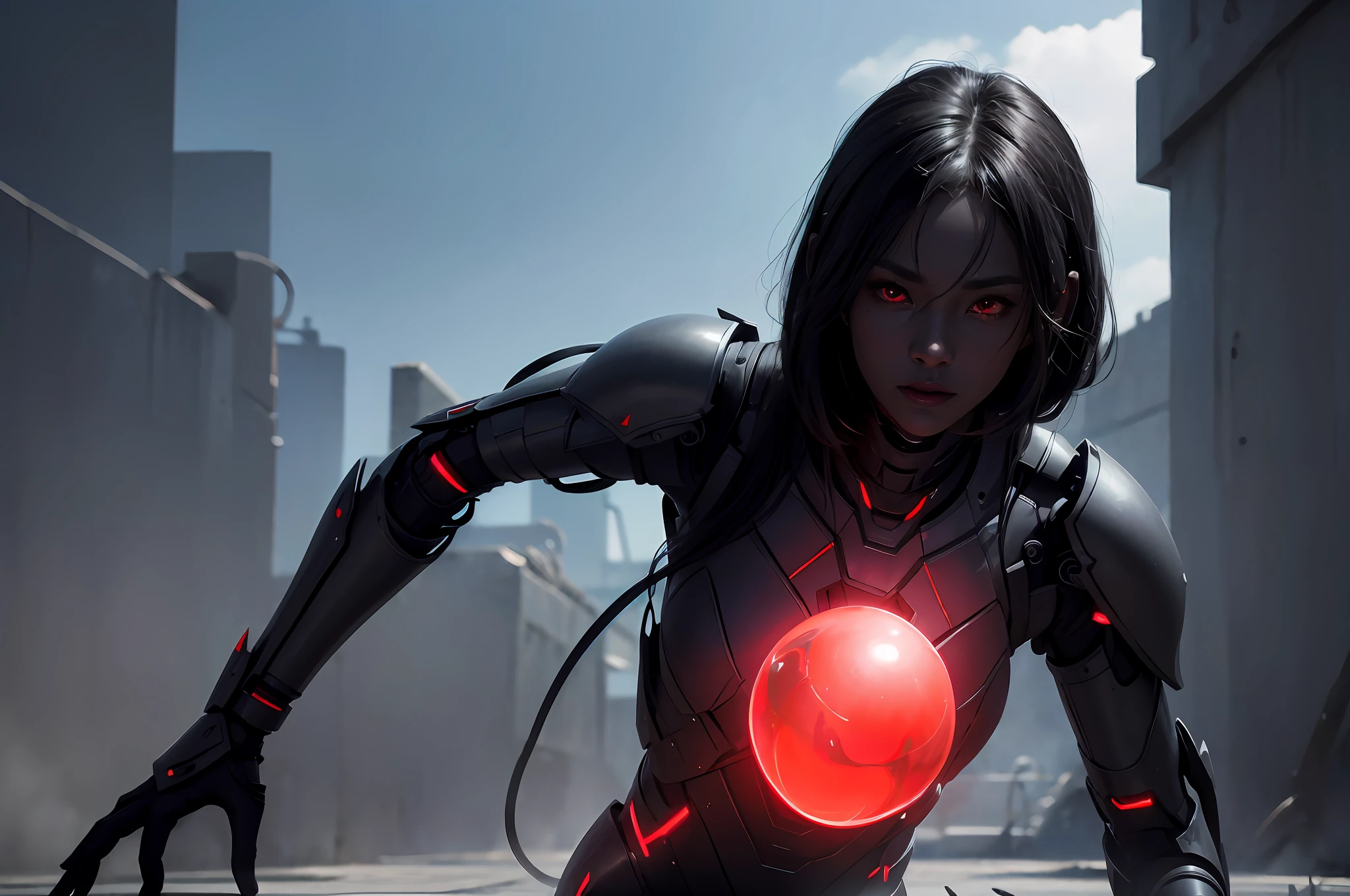 army of beautiful dark-skinned Chinese female aliens invading Earth, (red glowing eyes), (cybernetic armor), ((very sharp details)), ((((dark grey skin)))), ((perfect face)), ((perfect body)),(((correct anatomy))), hyper realistic, realistic face, realistic hair, ultra realistic, masterpiece, (8k, RAW photo, best quality, masterpiece:1.2), (realistic, photo-realistic:1.37), professional lighting, photon mapping, radiosity, physically-based rendering --v 6